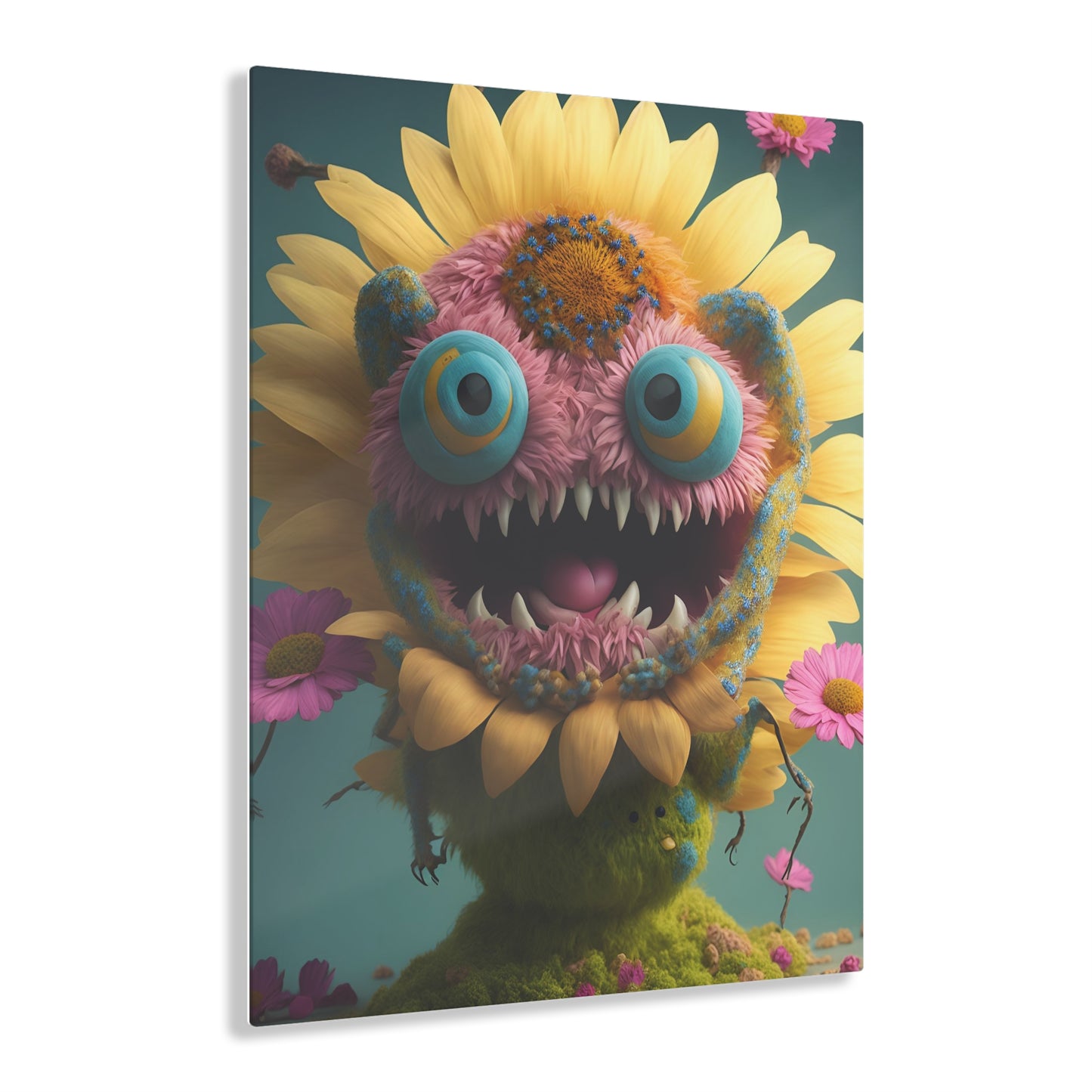 Monster Flower Art Panels for the kids room acrylic wall Art for the playroom or collectable monsters art 4/10