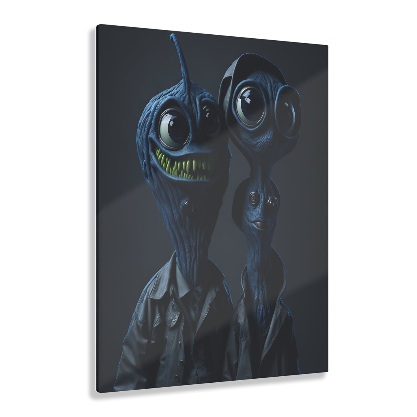 Besties in space Acrylic alien Wall Art Panels for best friends as gifts or for the kids room design v1