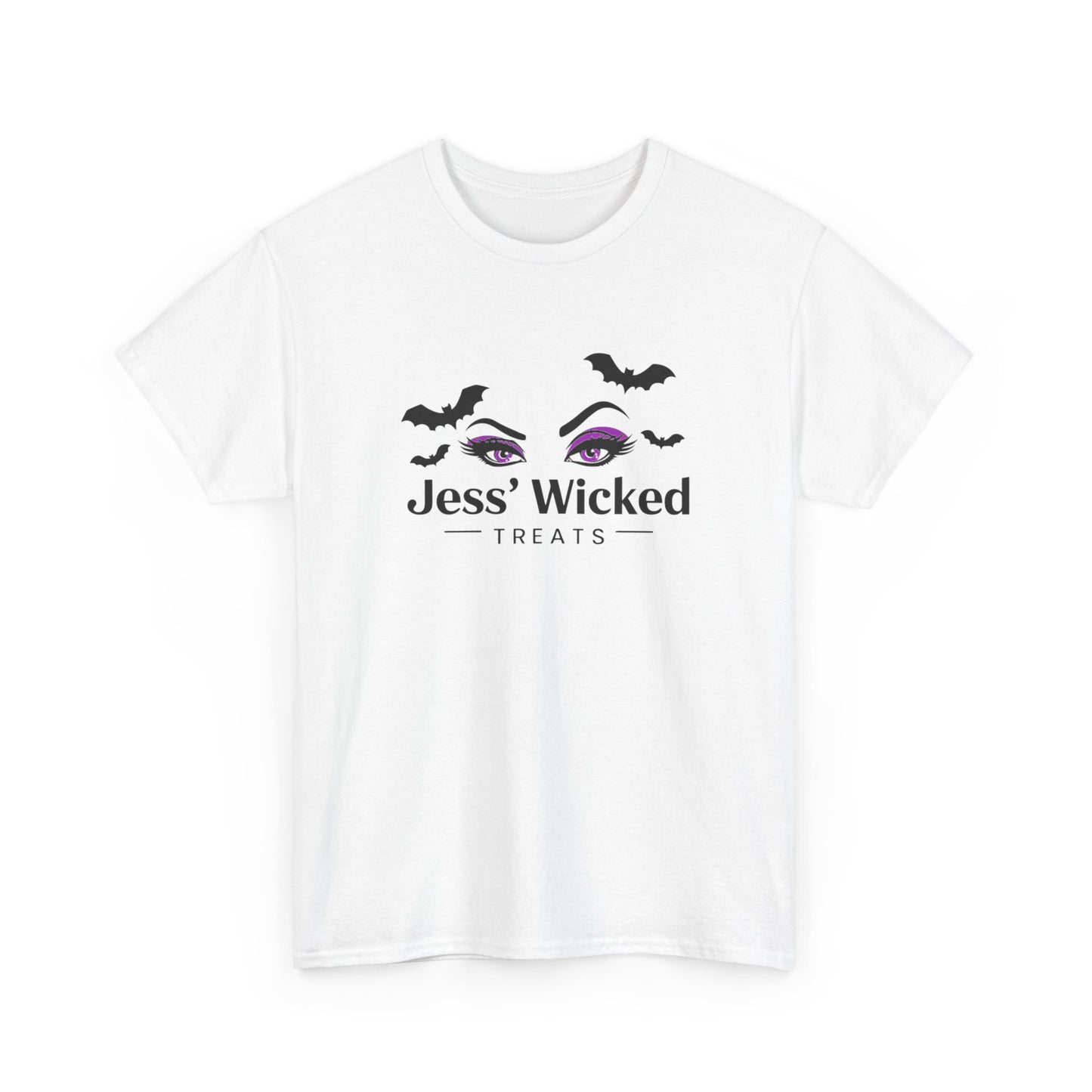 Logo T-Shirt — "Jess' Wicked Treats" Cute Bat & Eye Bakery Tee