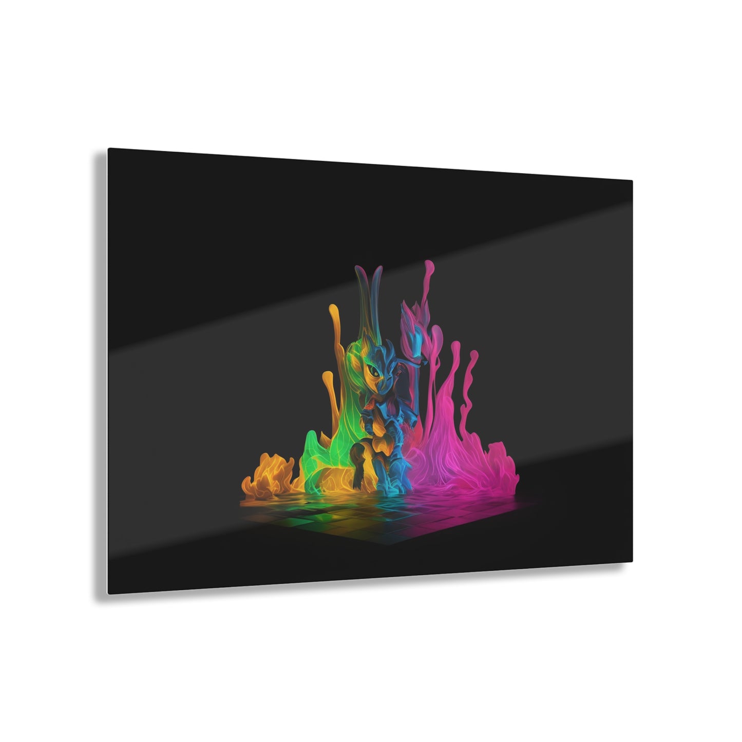 Rainbow Abstracts Art on Jet Black Acrylic Panels for gameroom art gay gift for lgbtq lovers ally femme style art horizontal orientation v2