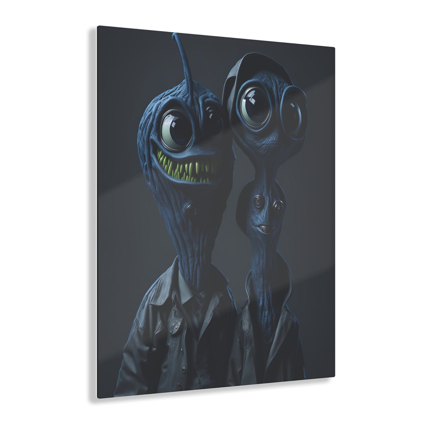 Besties in space Acrylic alien Wall Art Panels for best friends as gifts or for the kids room design v1