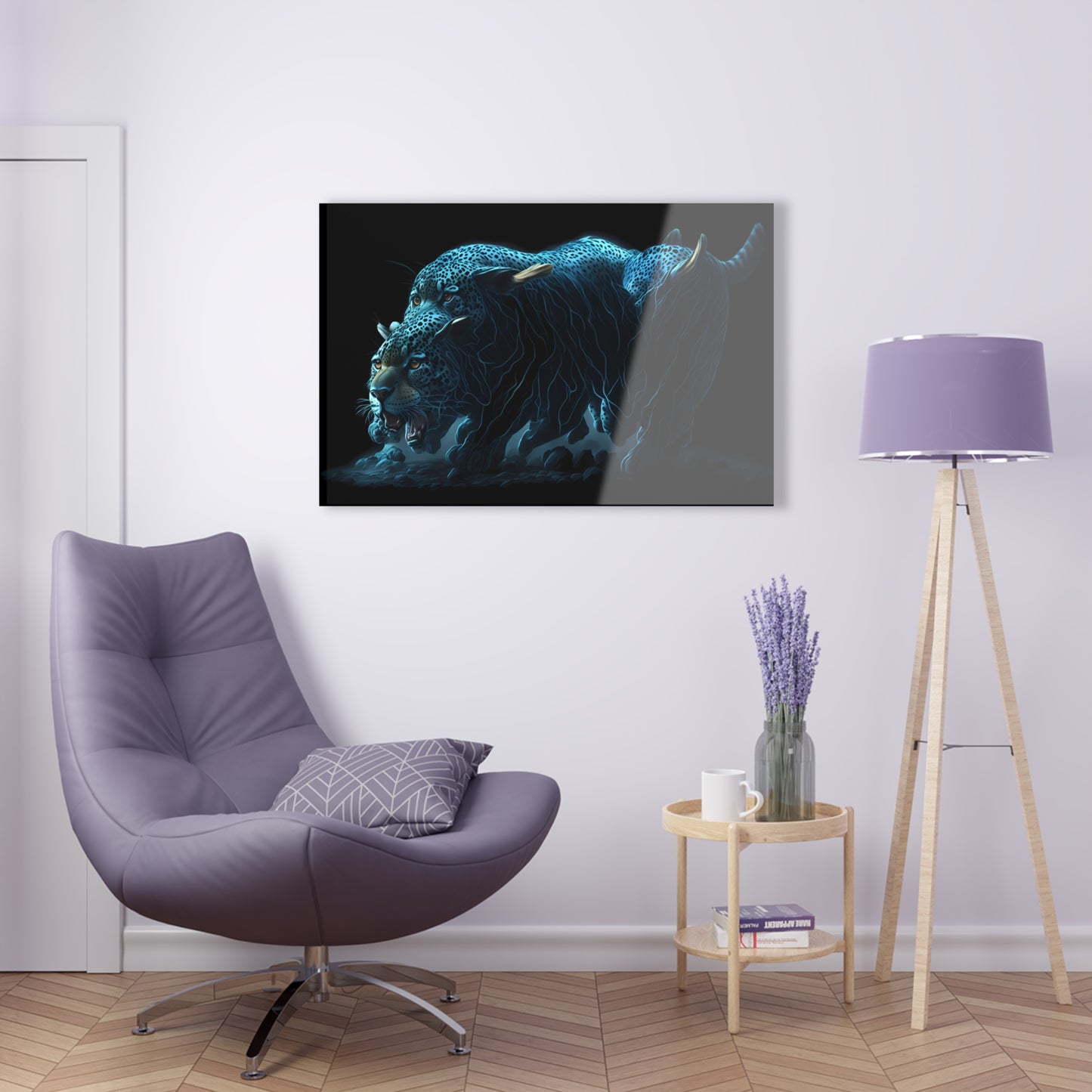 Blue Predators Acrylic Art Jet Black Collection Elegant wall art in the living room bedroom or dinig room office gift for animal lovers v2