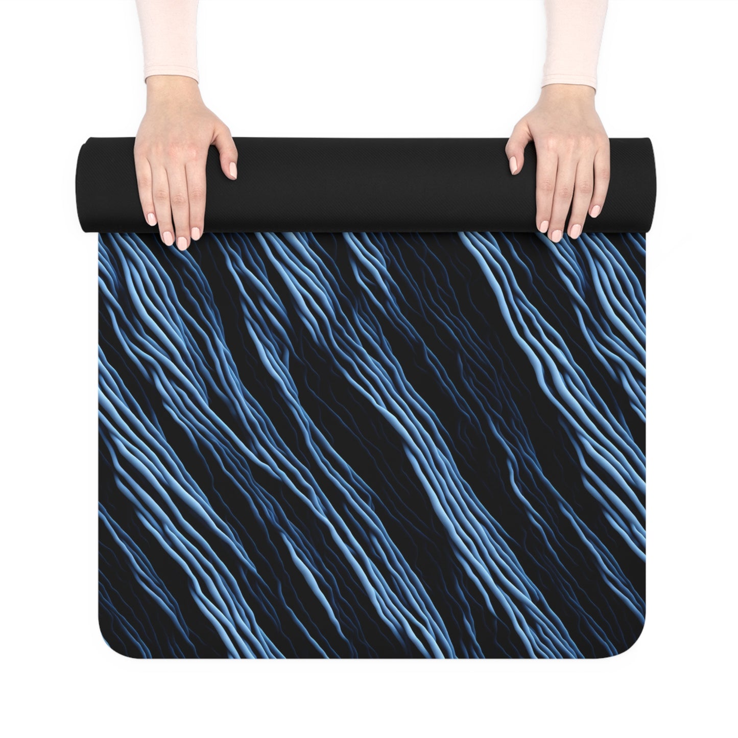 Electric blue Yoga Mat for working out in style with electric blue marble design that looks awesome