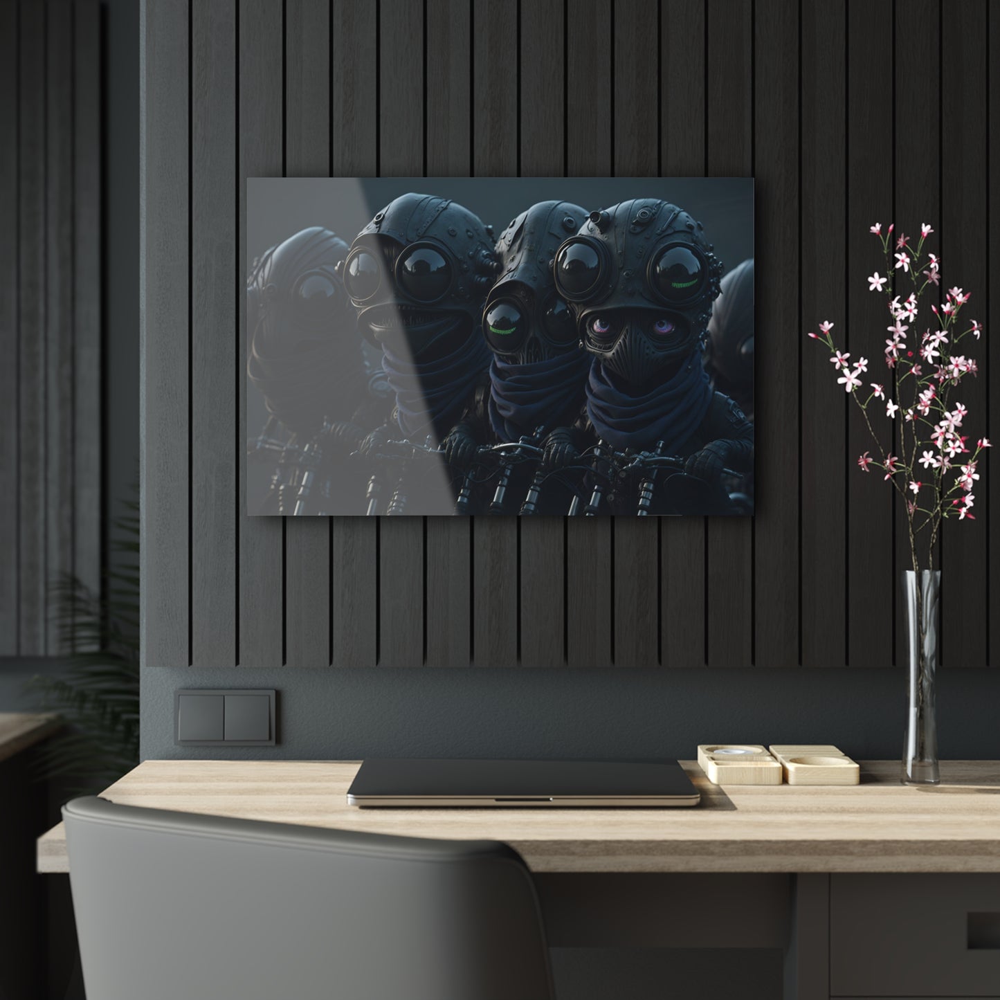 Alien Bikers Acrylic Wall Art Panels for Out of This World Decor for the gameoom bar garage or a gift v2 The Cosmic Choppers