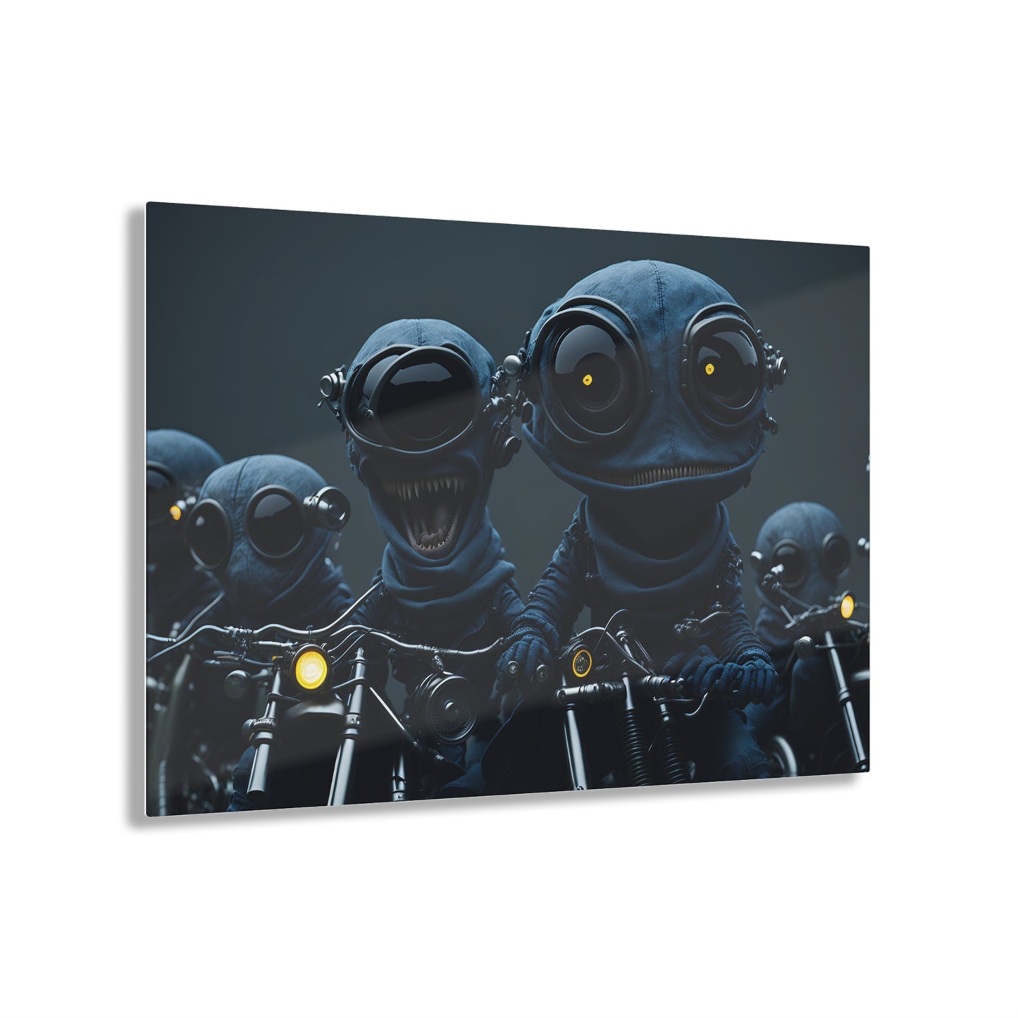 Alien Bikers Acrylic Wall Art Panels for Out of This World Decor for the gameoom bar garage or a gift v6 The The Alien Hogs