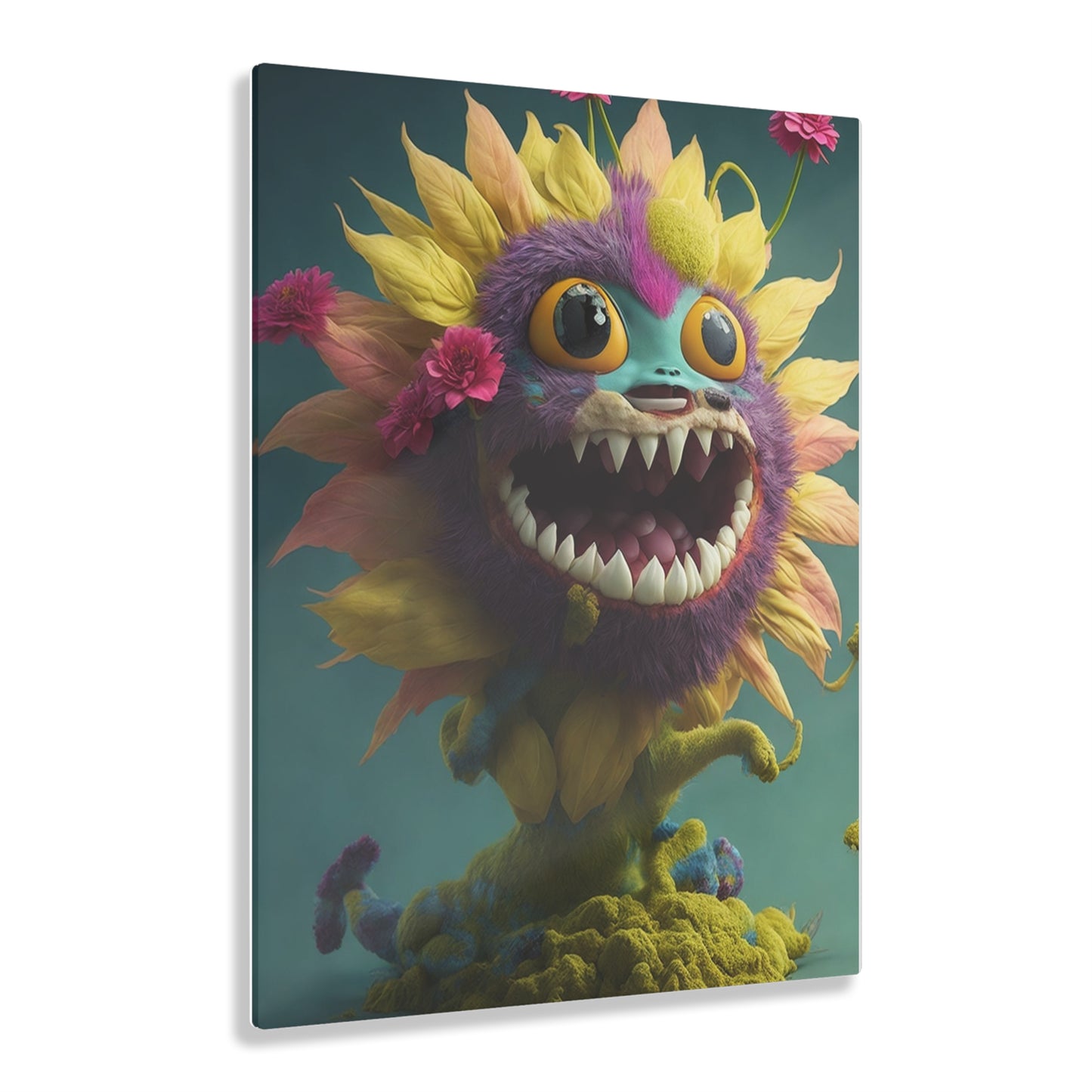 Monster Flower Art Panels for the kids room acrylic wall Art for the playroom or collectable monsters art 10/10