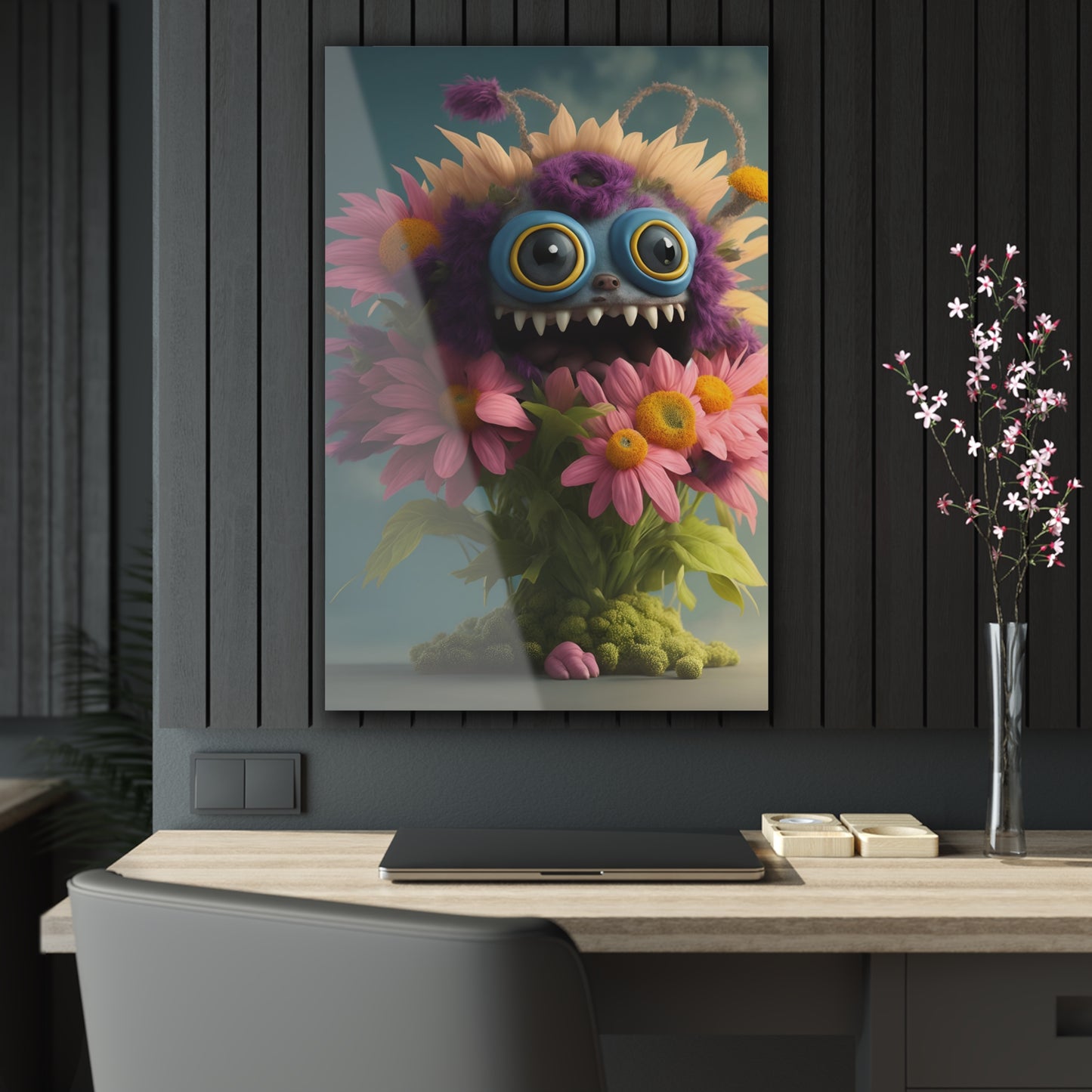 Monster Flower Art Panels for the kids room acrylic wall Art for the playroom or collectable monsters art 2/10