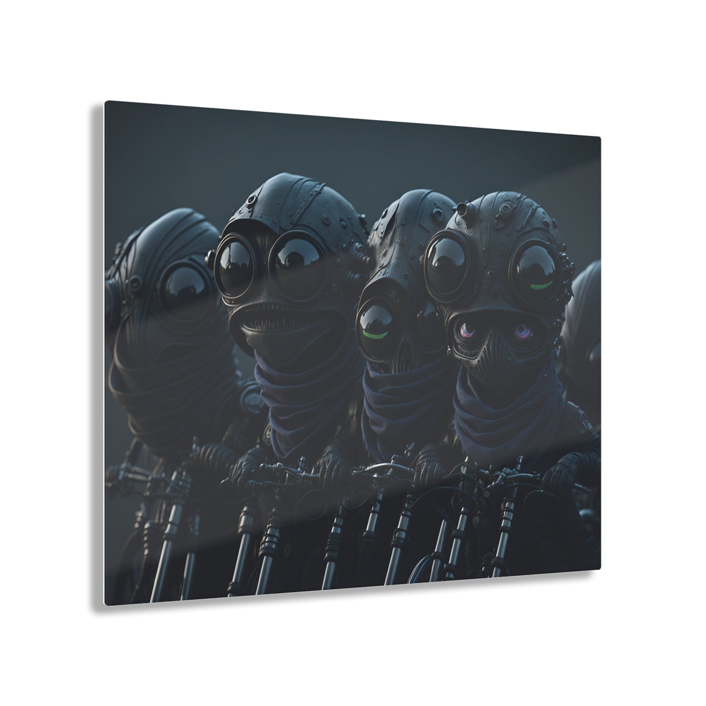 Alien Bikers Acrylic Wall Art Panels for Out of This World Decor for the gameoom bar garage or a gift v2 The Cosmic Choppers