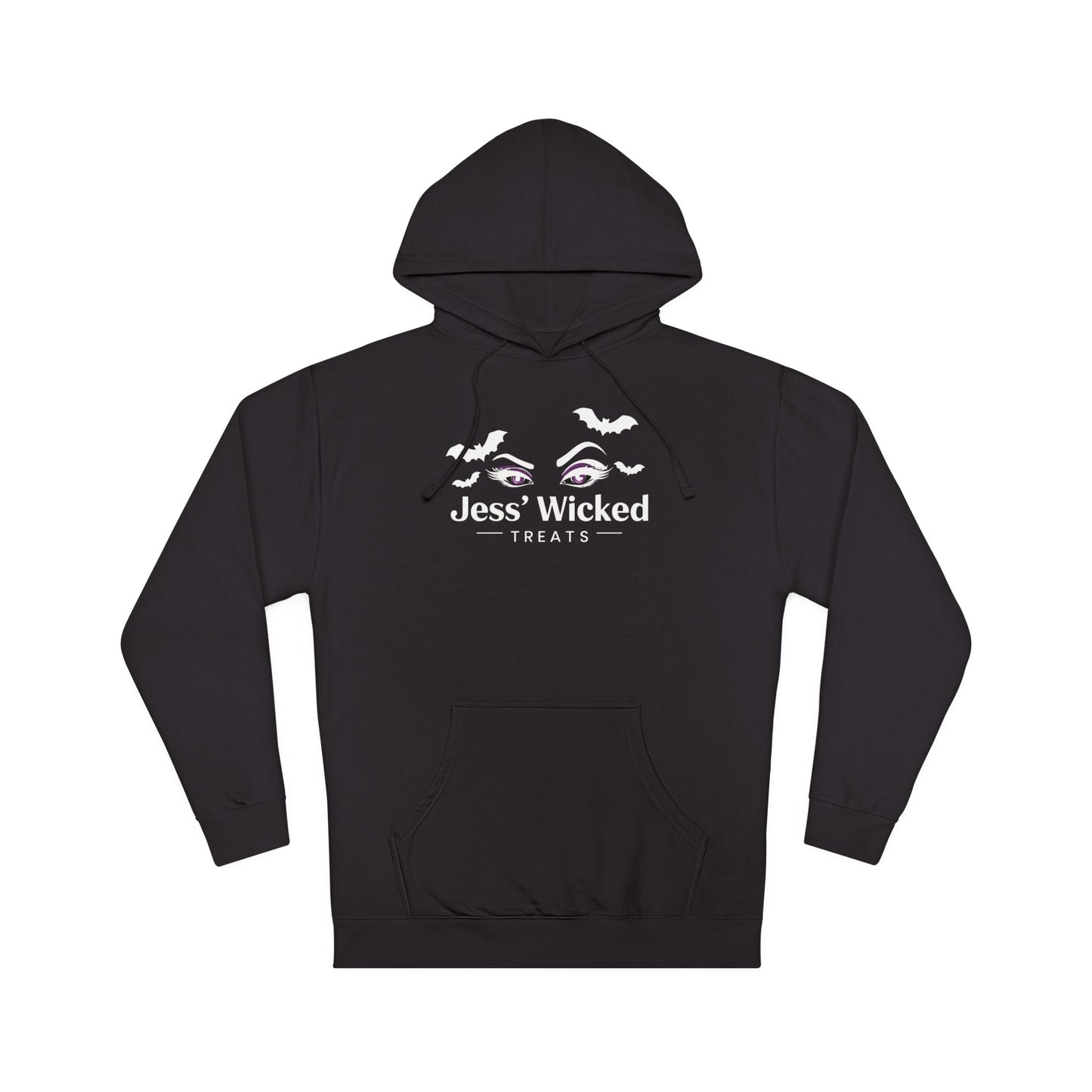 Logo Hoodie — "Jess' Wicked Treats" Cute Bat & Eye Bakery Tee