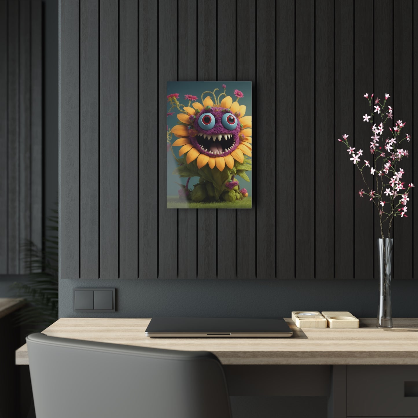 Monster Flower Art Panels for the kids room acrylic wall Art for the playroom or collectable monsters art 1/10