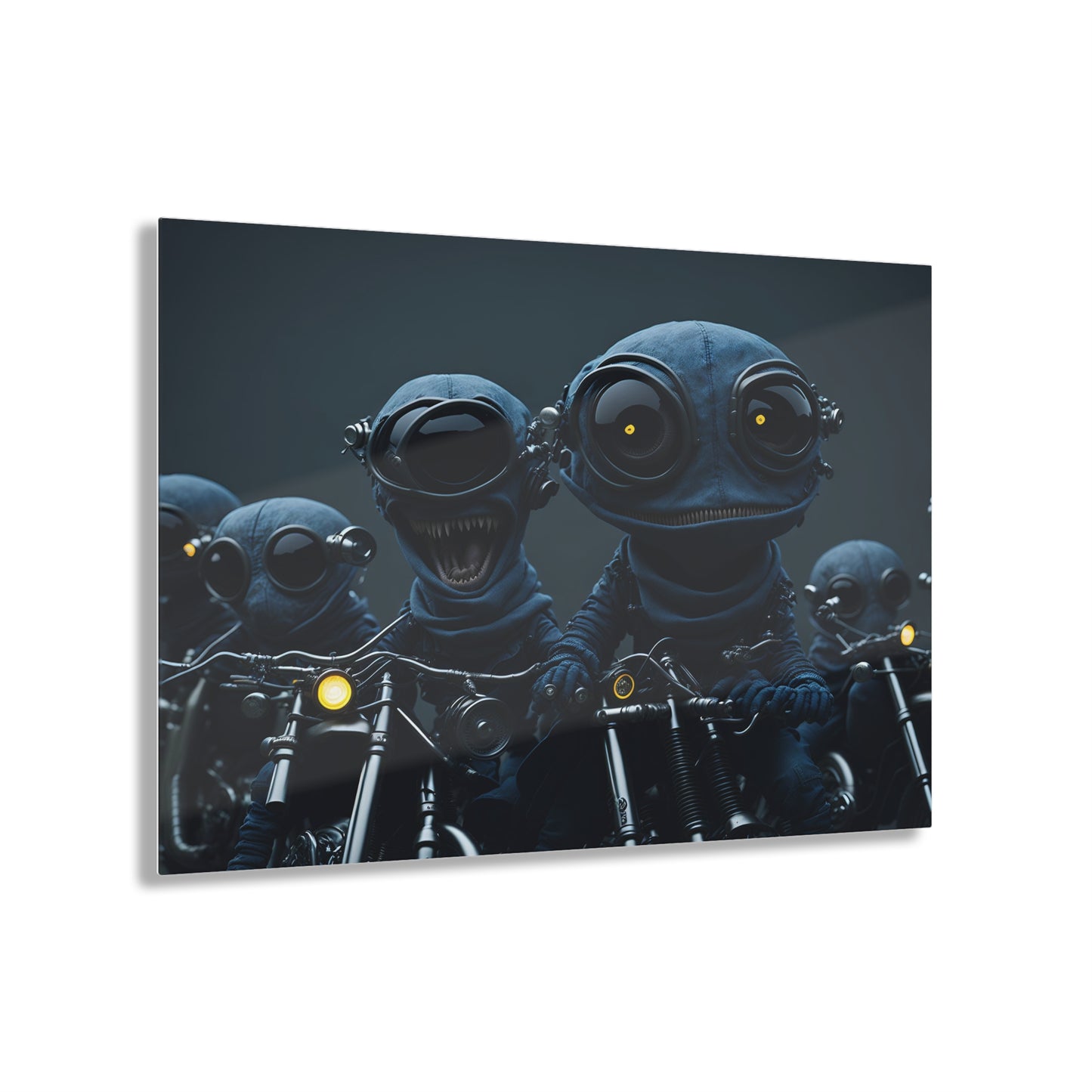 Alien Bikers Acrylic Wall Art Panels for Out of This World Decor for the gameoom bar garage or a gift v6 The The Alien Hogs