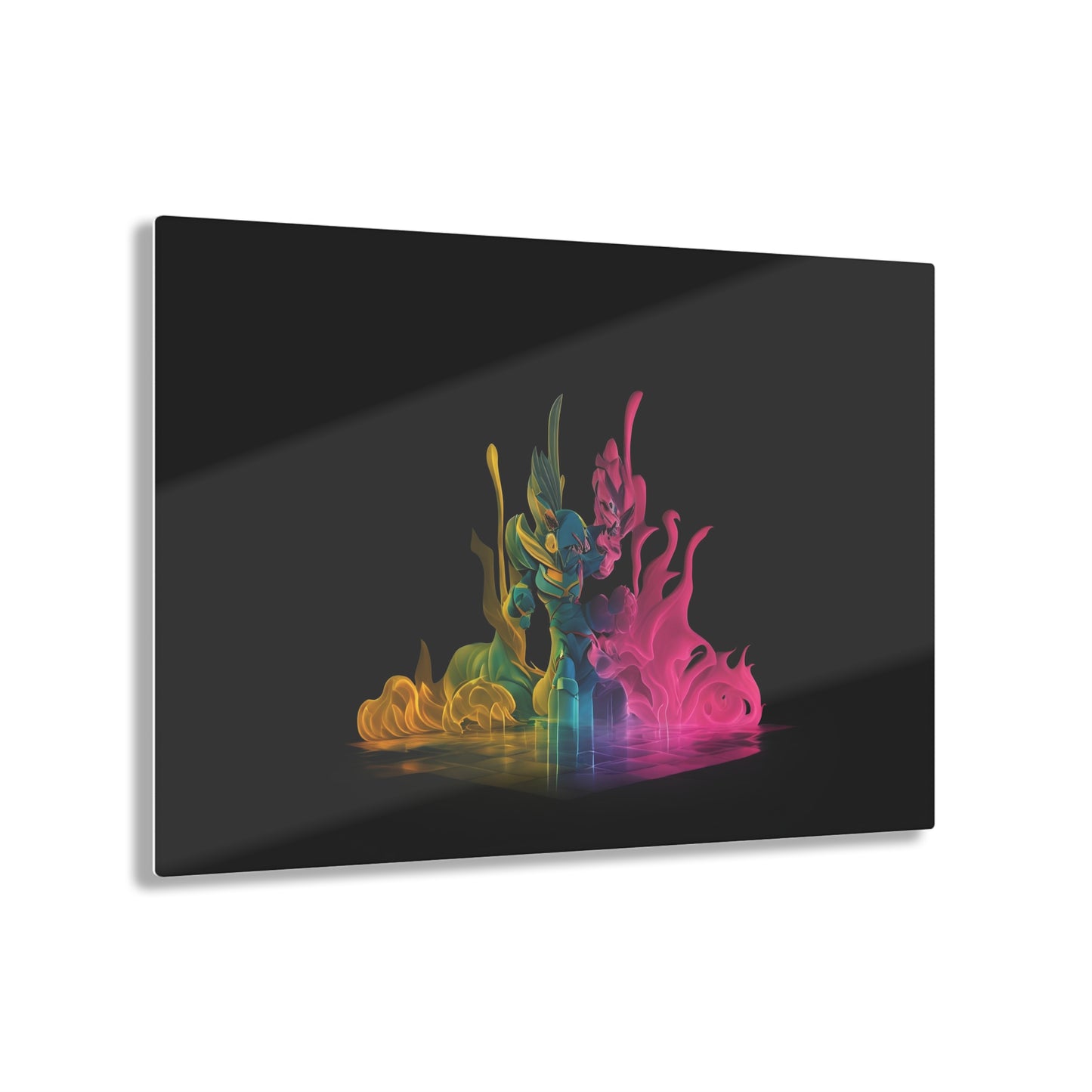 Rainbow Abstracts Art on Jet Black Acrylic Panels for gameroom art gay gift for lgbtq lovers ally femme style art horizontal orientaion v3