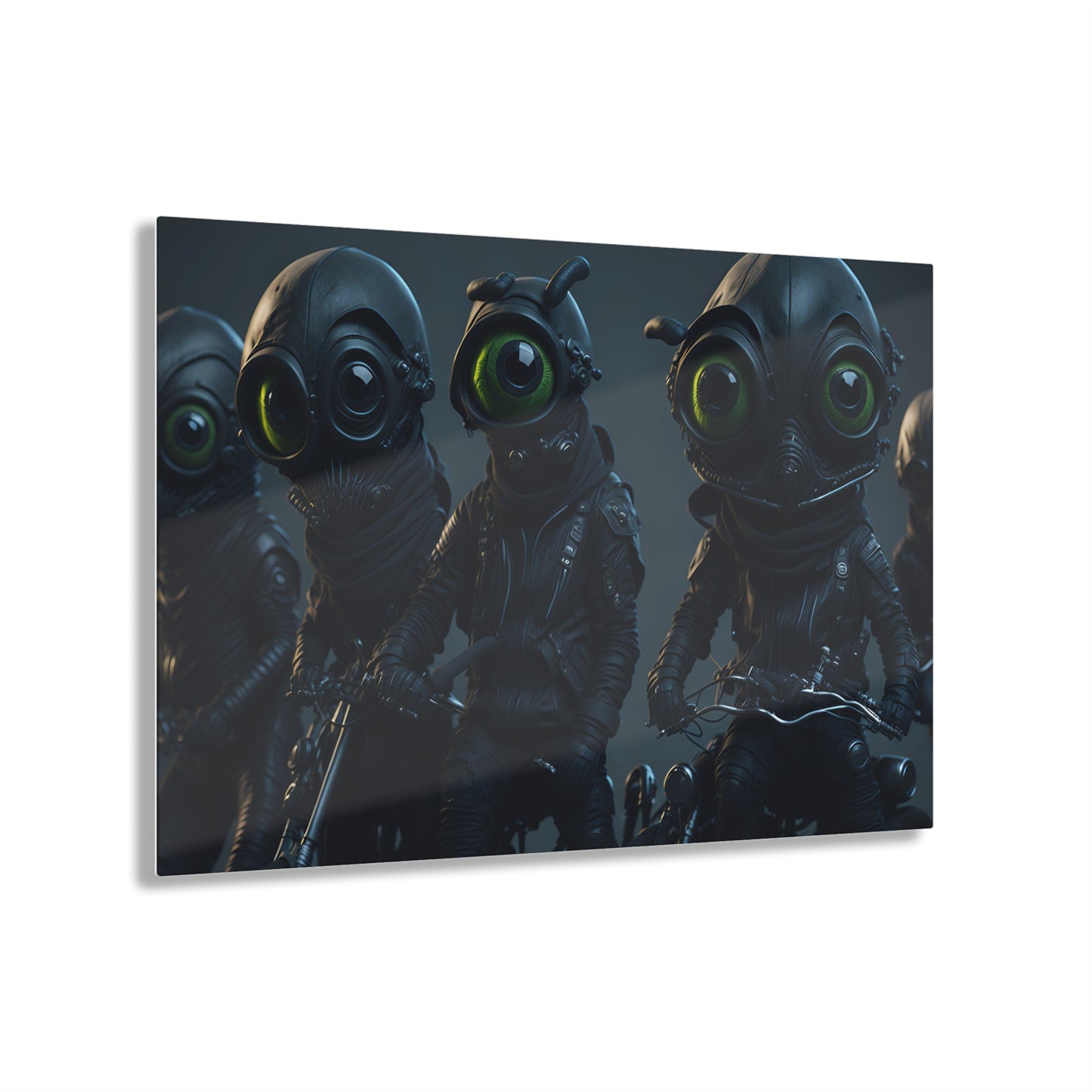 Alien Bikers Acrylic Wall Art Panels for Out of This World Decor for the gameoom bar garage or a gift v4 The Area 51 Riders