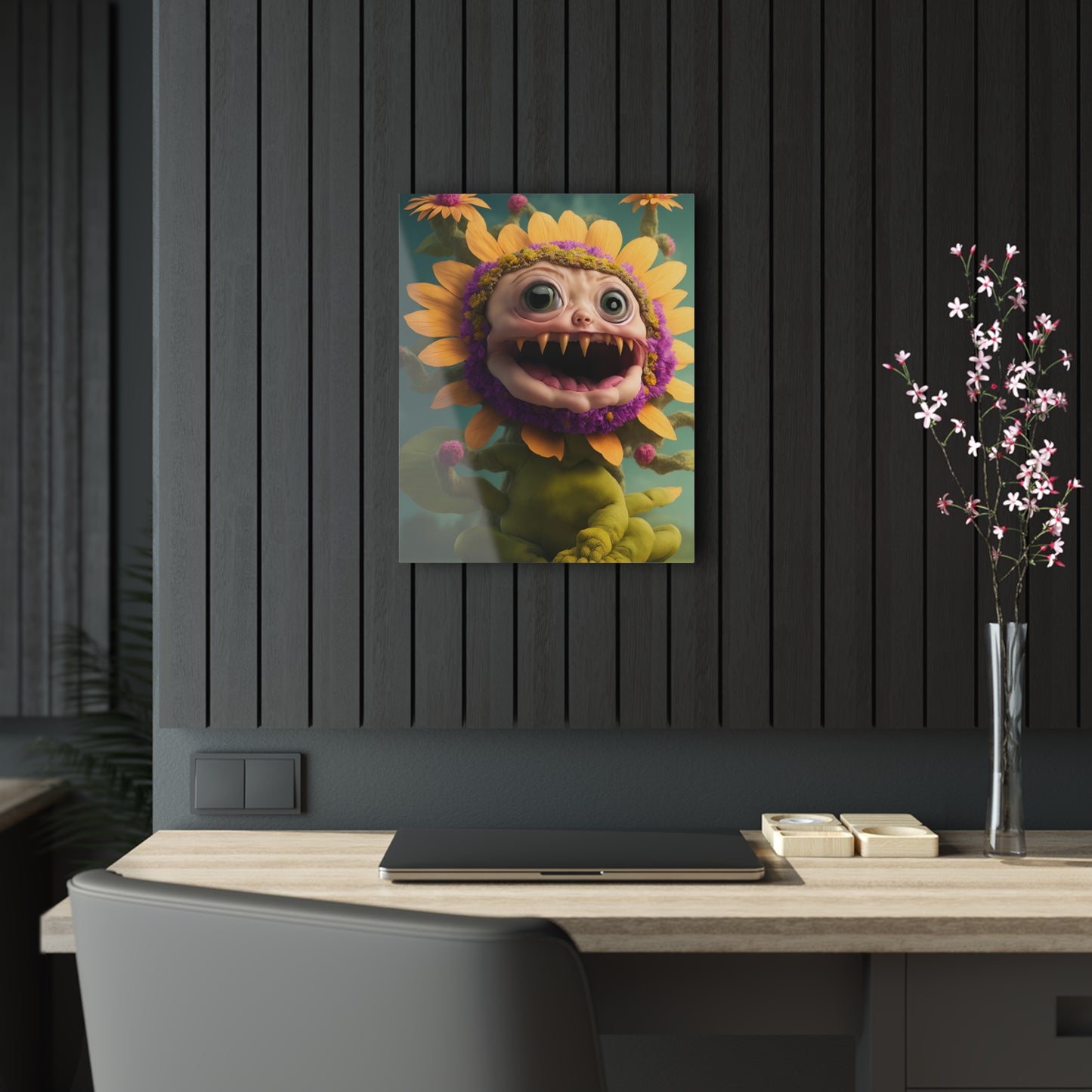 Monster Flower Art Panels for the kids room acrylic wall Art for the playroom or collectable monsters art 6/10