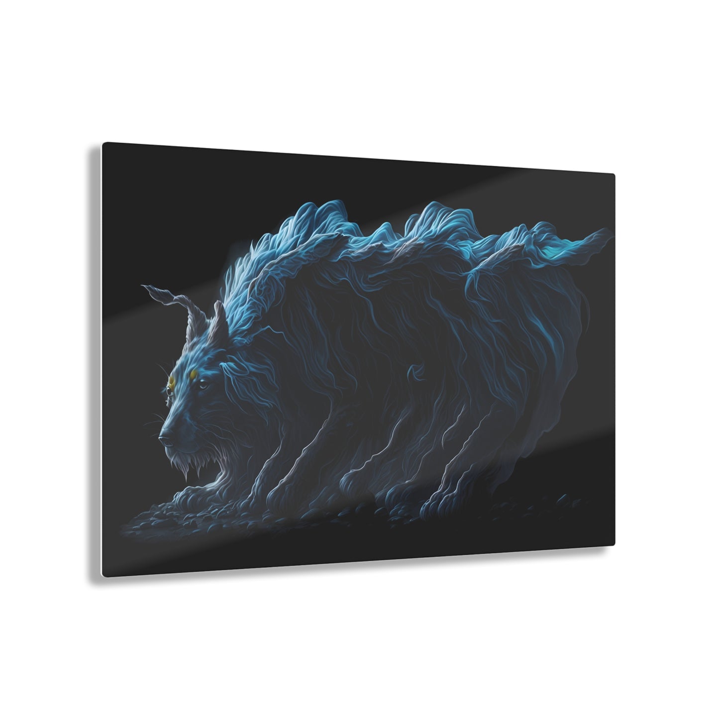 Blue Predators Acrylic Art Jet Black Collection Elegant wall art in the living room bedroom or dinig room office gift for wolf lovers v3