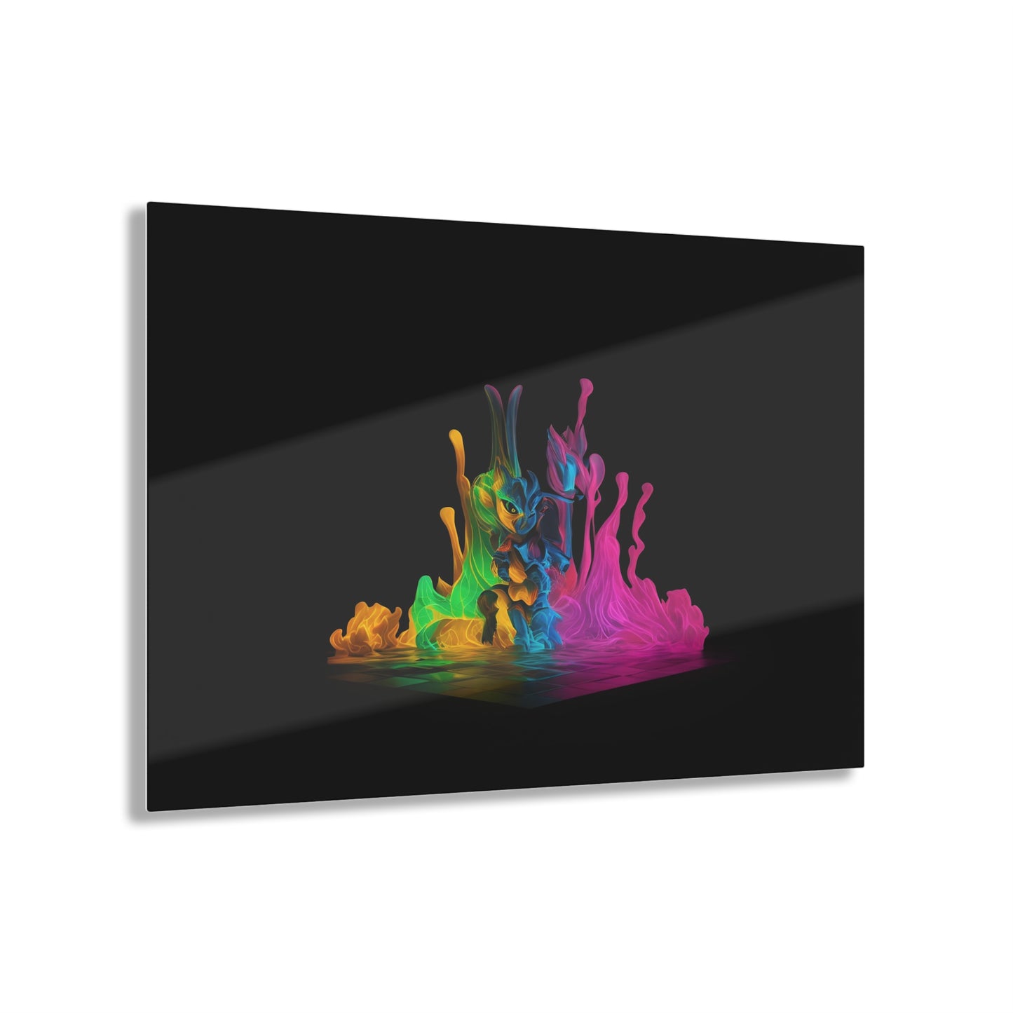 Rainbow Abstracts Art on Jet Black Acrylic Panels for gameroom art gay gift for lgbtq lovers ally femme style art horizontal orientation v2