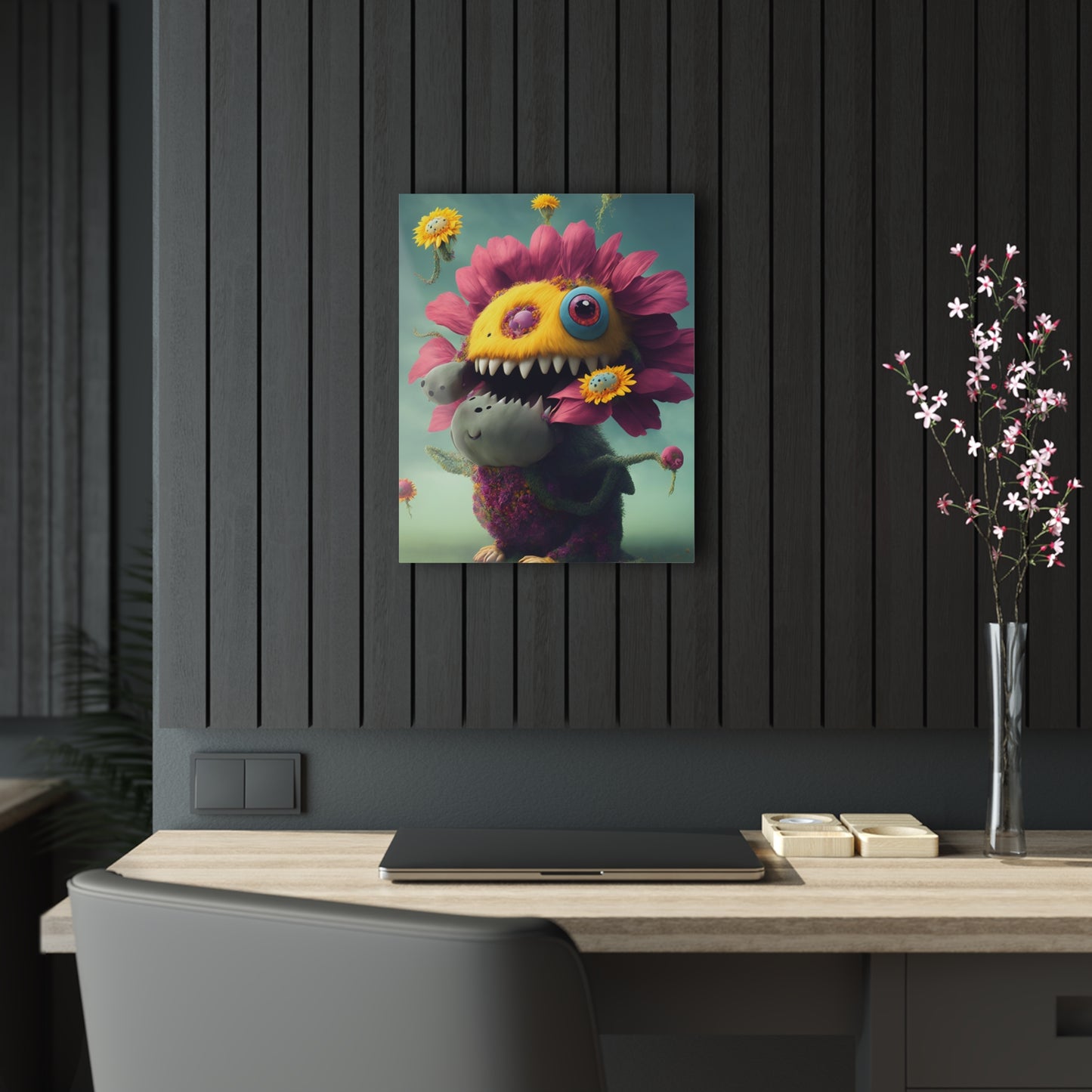 Monster Flower Art Panels for the kids room acrylic wall Art for the playroom or collectable monsters art 3/10