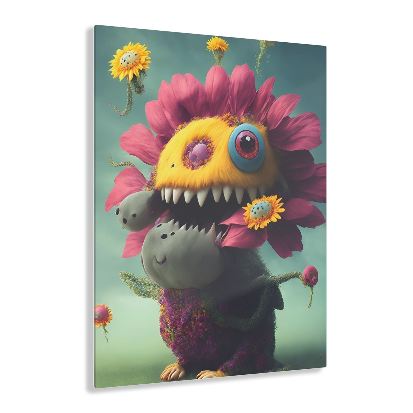 Monster Flower Art Panels for the kids room acrylic wall Art for the playroom or collectable monsters art 3/10