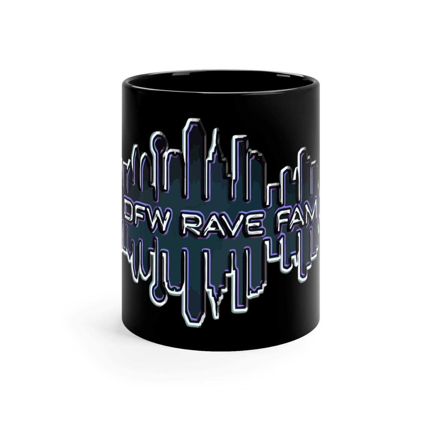 DFW Rave Fam 11oz Black Mug for Big Head Productions