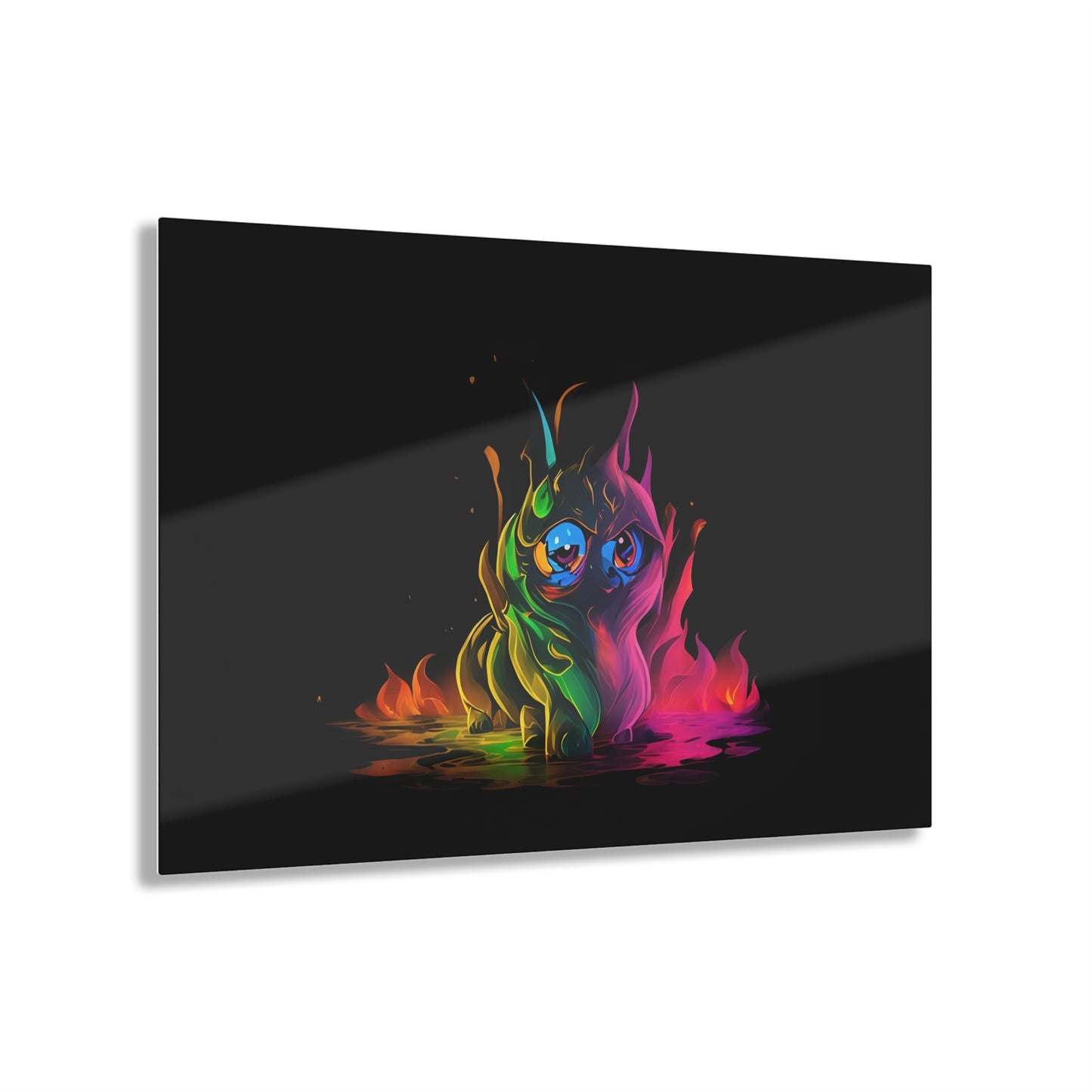 Rainbow Abstracts Art on Jet Black Acrylic Panels for gameroom art gay gift for lgbtq lovers ally femme style art horizontal orientation v1