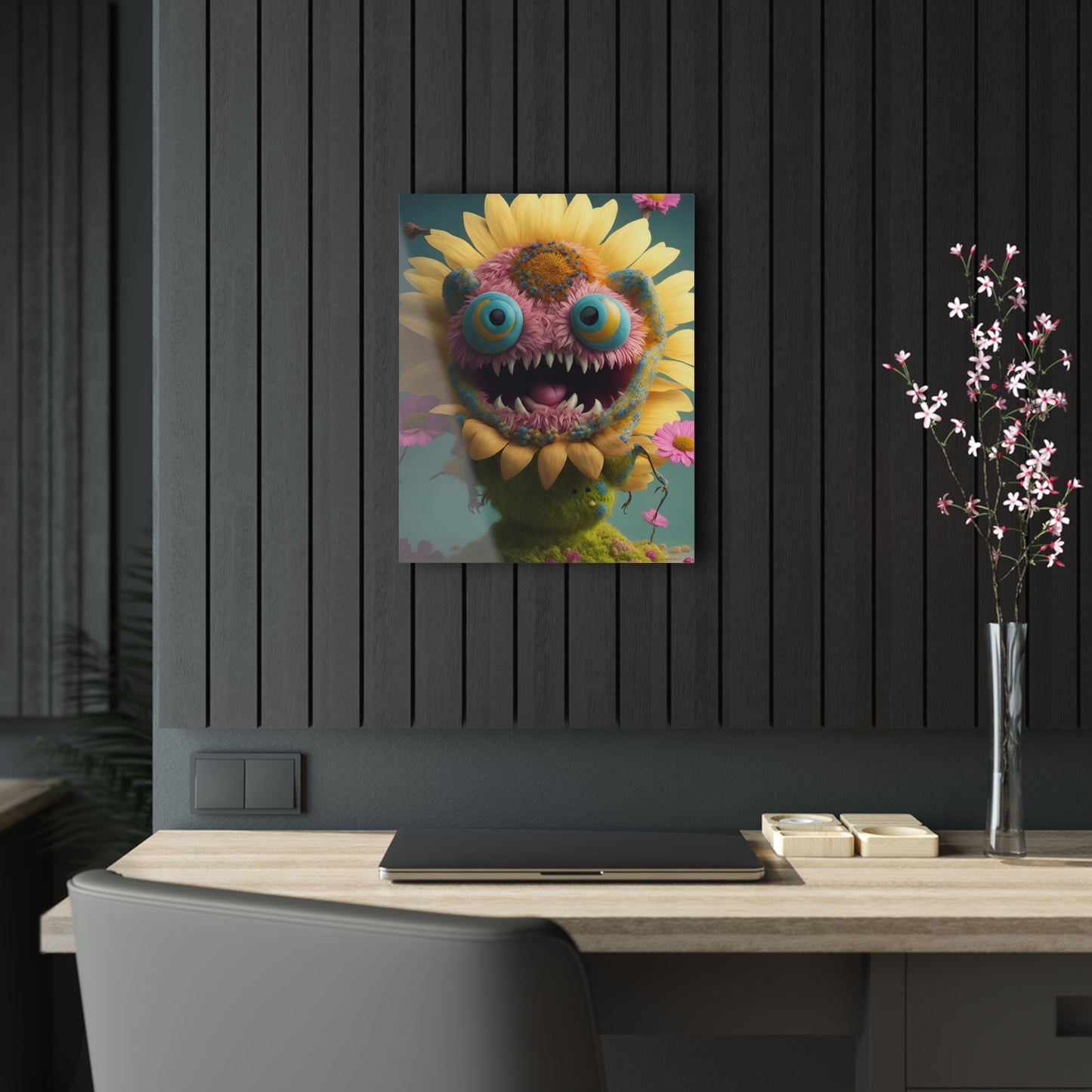 Monster Flower Art Panels for the kids room acrylic wall Art for the playroom or collectable monsters art 4/10