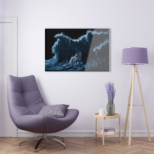 Powerful Waves Acrylic Art Jet Black Collection Elegant wall art in the living room bedroom or dinig room office gift for water lovers v1