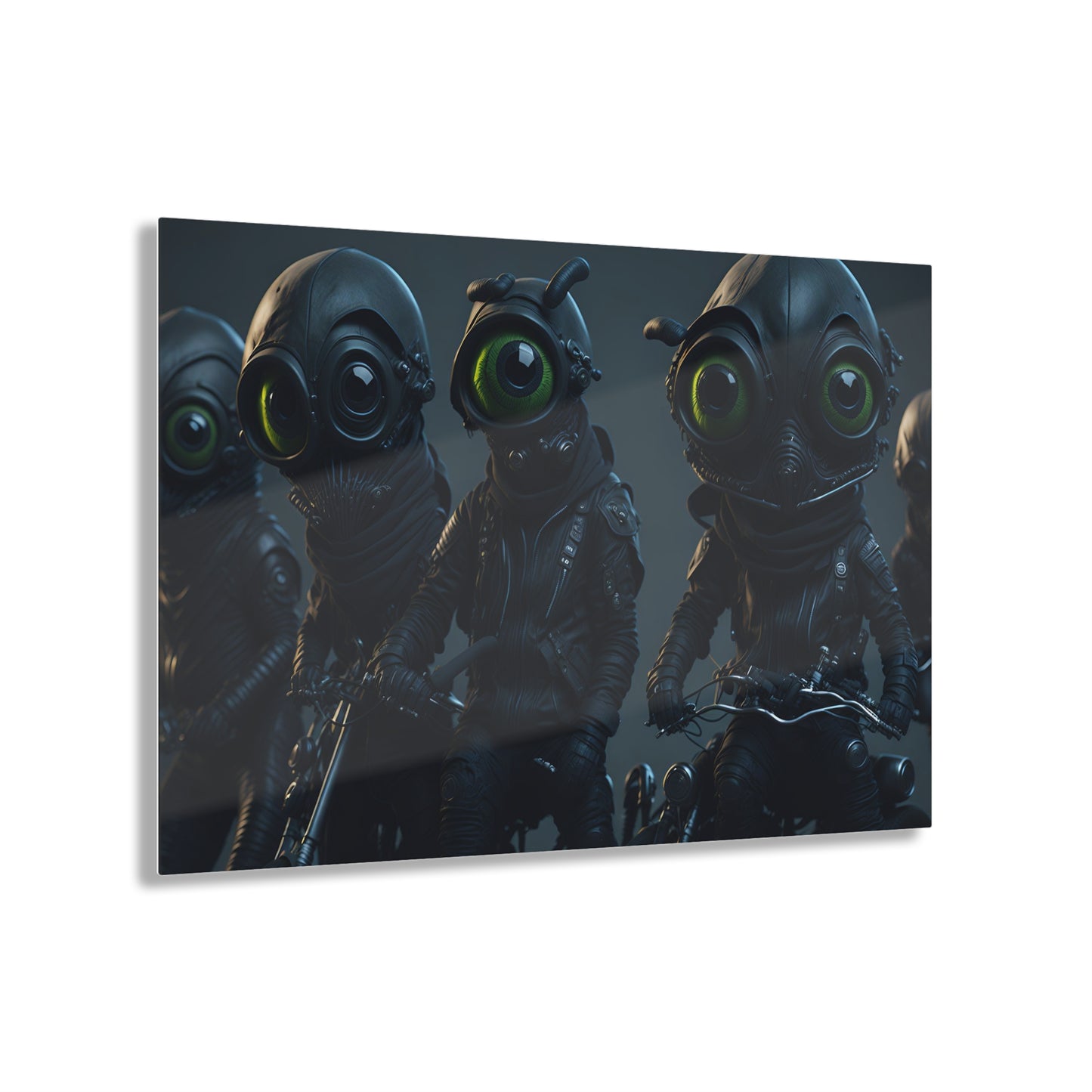 Alien Bikers Acrylic Wall Art Panels for Out of This World Decor for the gameoom bar garage or a gift v4 The Area 51 Riders