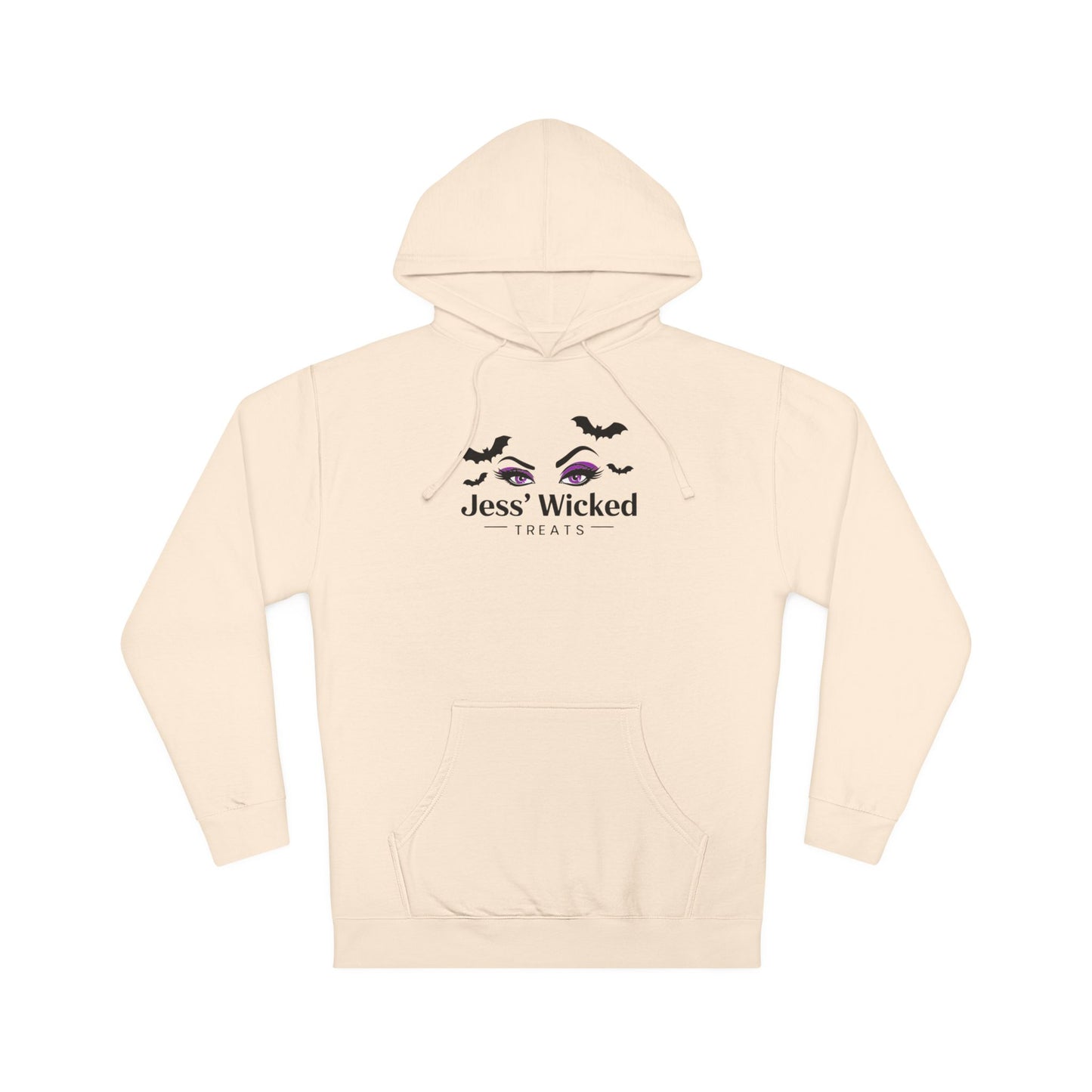 Logo Hoodie — "Jess' Wicked Treats" Cute Bat & Eye Bakery Tee
