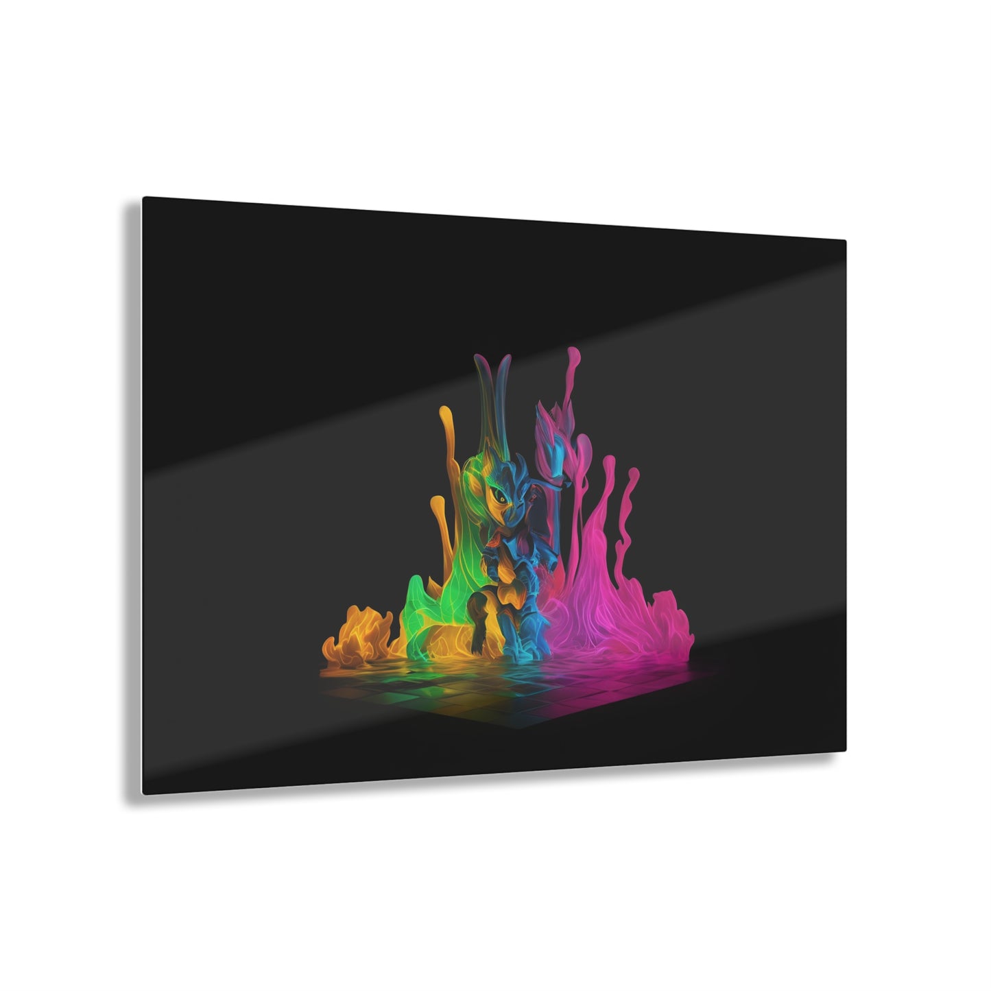 Rainbow Abstracts Art on Jet Black Acrylic Panels for gameroom art gay gift for lgbtq lovers ally femme style art horizontal orientation v2