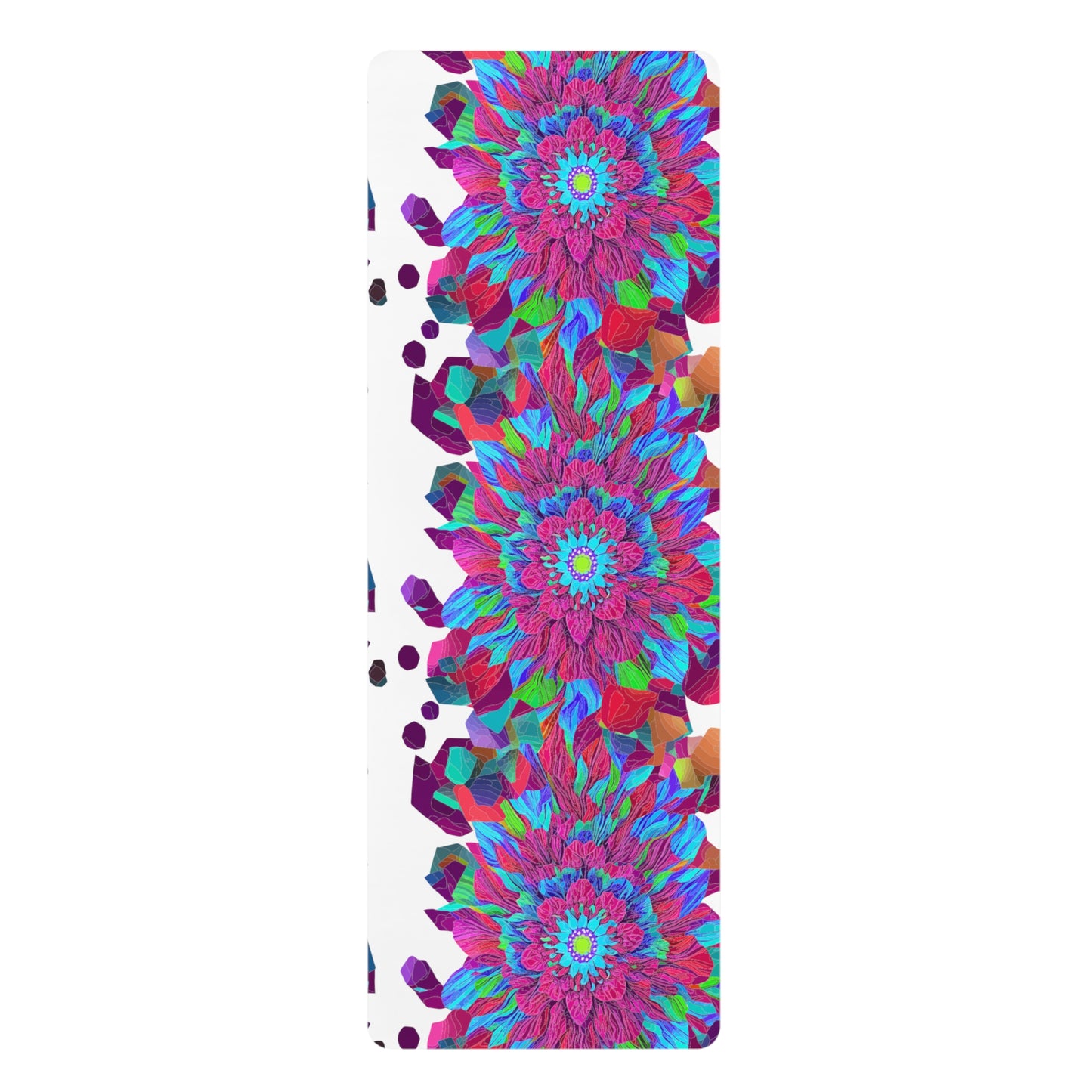 Floral Mandala Yoga Mat ladies in shape proud loving working out yoga mat stretch rubber modern no slip flower pattern colorful