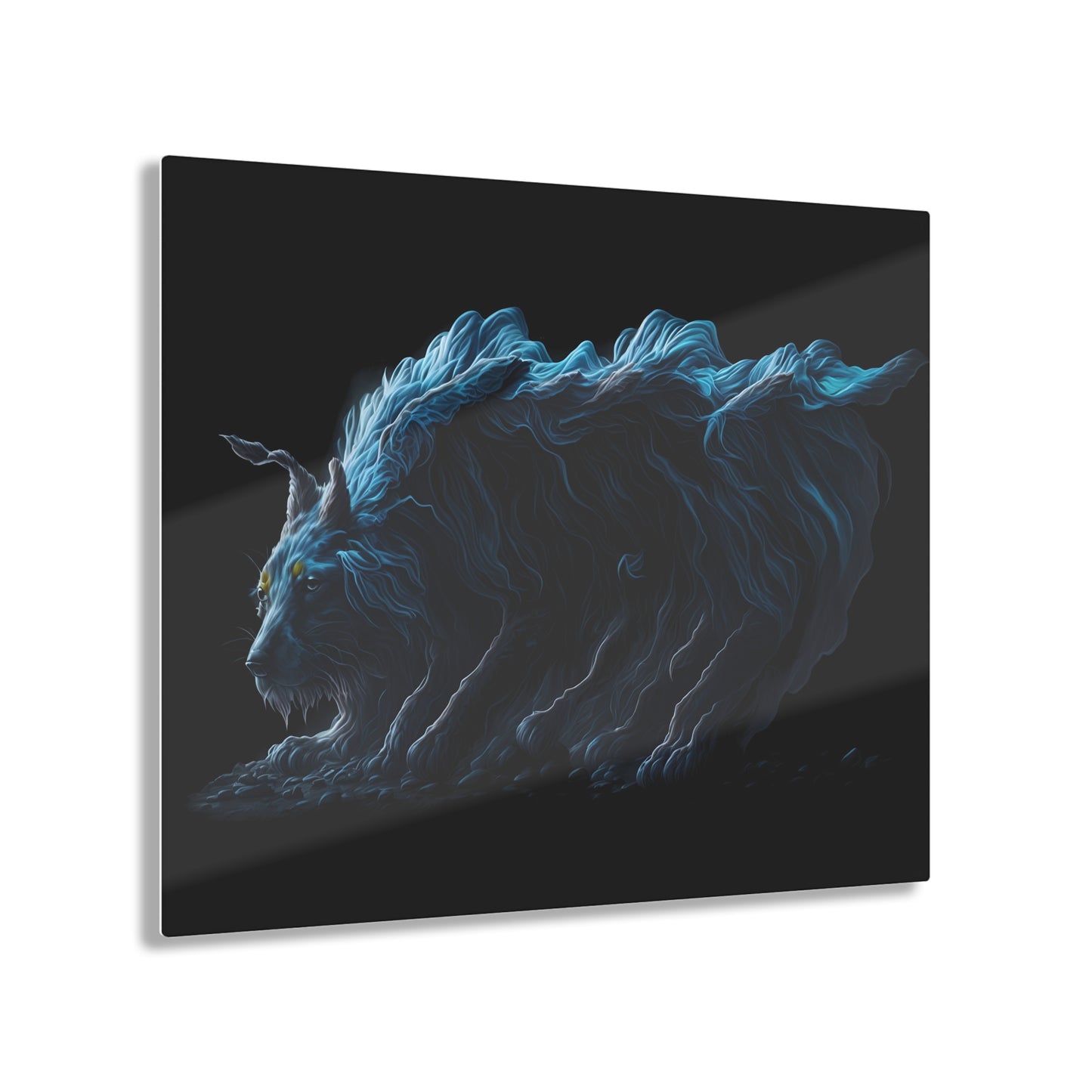 Blue Predators Acrylic Art Jet Black Collection Elegant wall art in the living room bedroom or dinig room office gift for wolf lovers v3