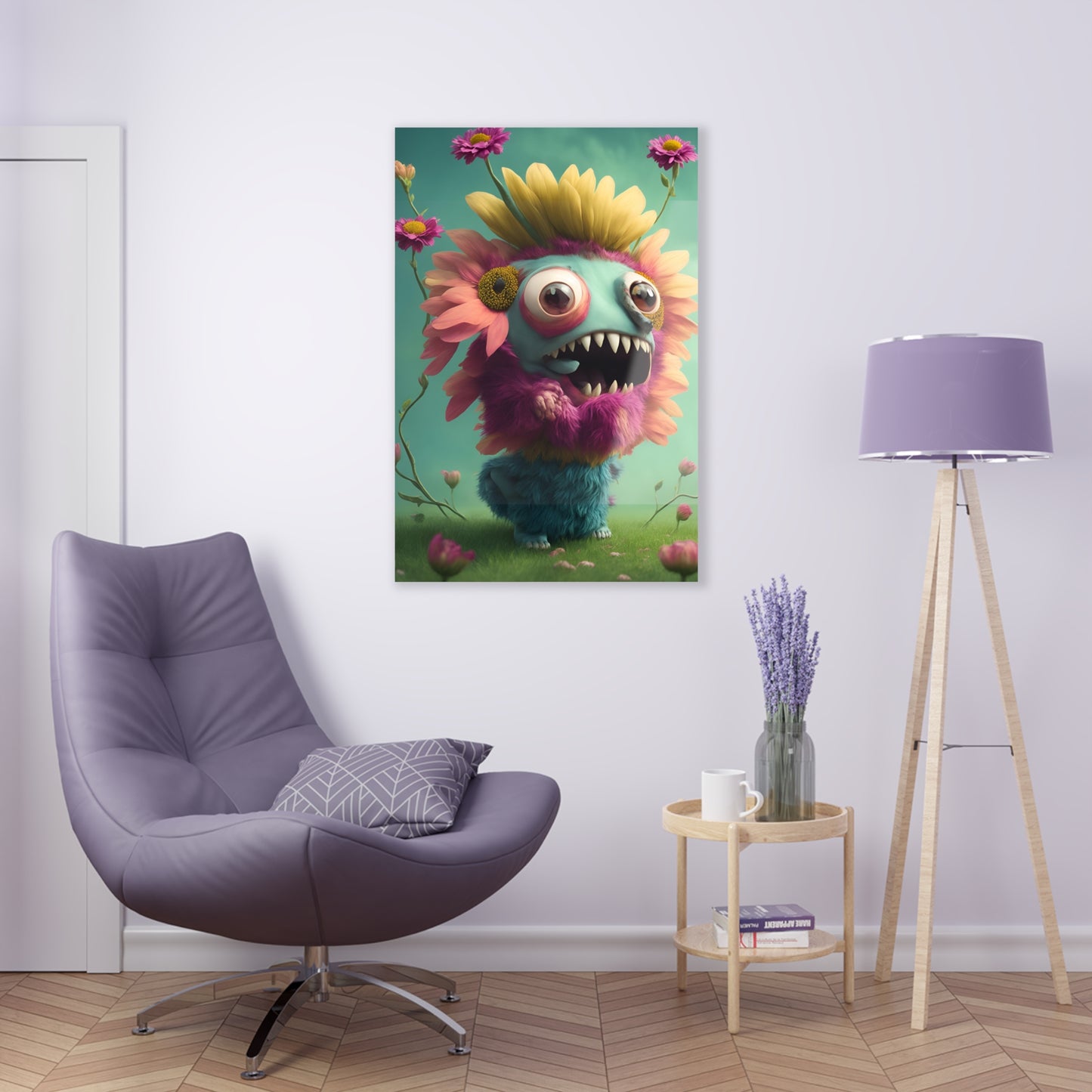 Monster Flower Art Panels for the kids room acrylic wall Art for the playroom or collectable monsters art 5/10