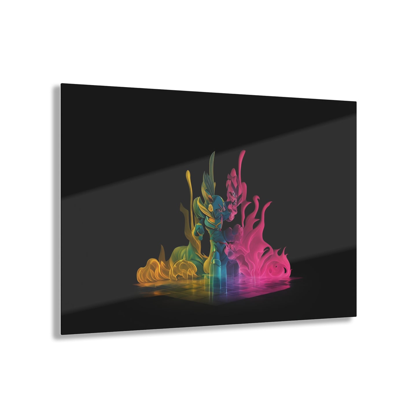 Rainbow Abstracts Art on Jet Black Acrylic Panels for gameroom art gay gift for lgbtq lovers ally femme style art horizontal orientaion v3