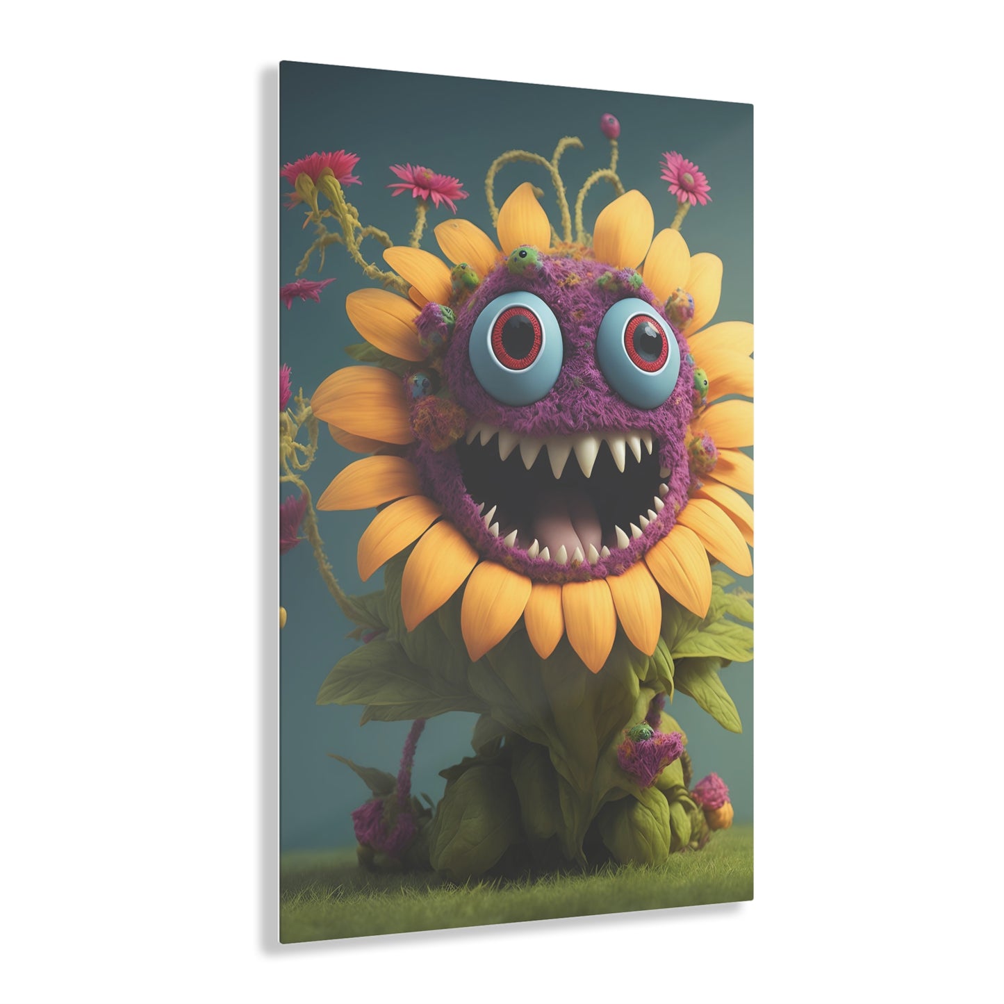 Monster Flower Art Panels for the kids room acrylic wall Art for the playroom or collectable monsters art 1/10