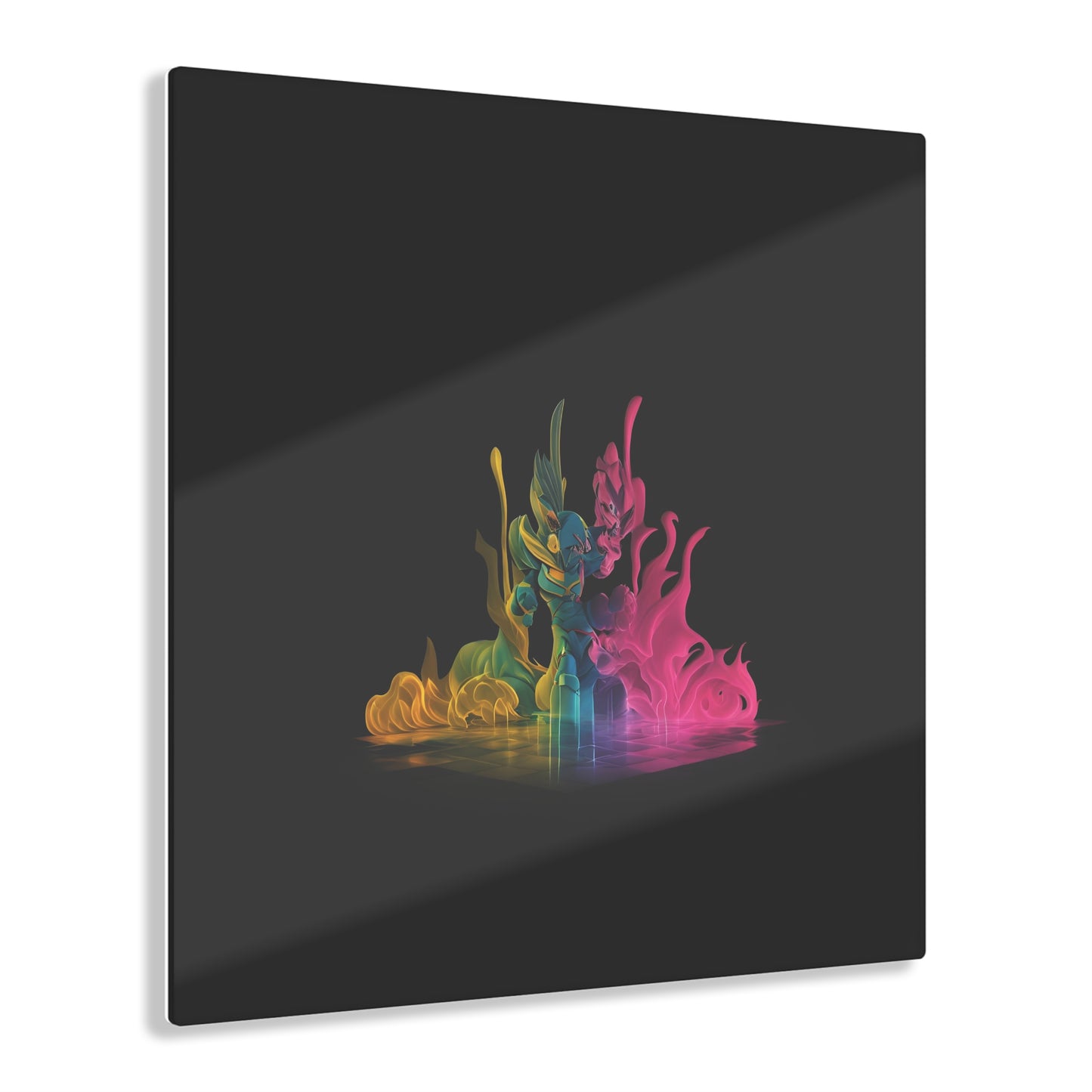 Rainbow Abstracts Art on Jet Black Acrylic Panels for gameroom art gay gift for lgbtq lovers ally femme style art horizontal orientaion v3