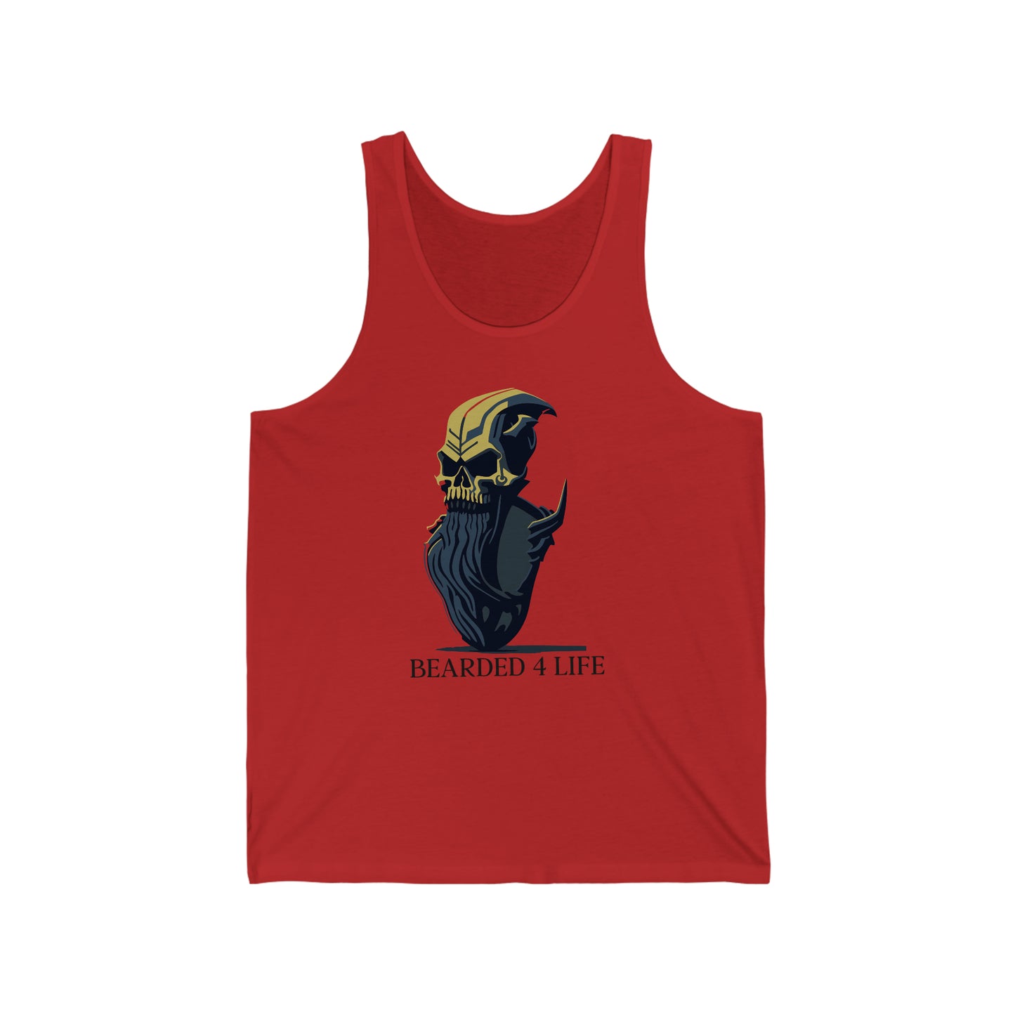 Bearded 4 Life tank top for bearded men that just wont quit with the beard skull with a beard tank for fathers with beads on fathers day