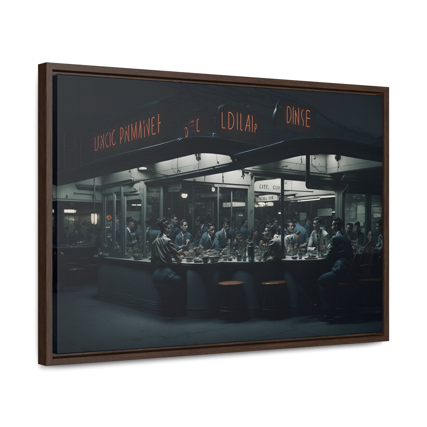 Drive-In Diner Dreams Nostalgic Dystopian Collection of Retro Wall Art Gallery Canvas Wraps Horizontal Frame v4/6