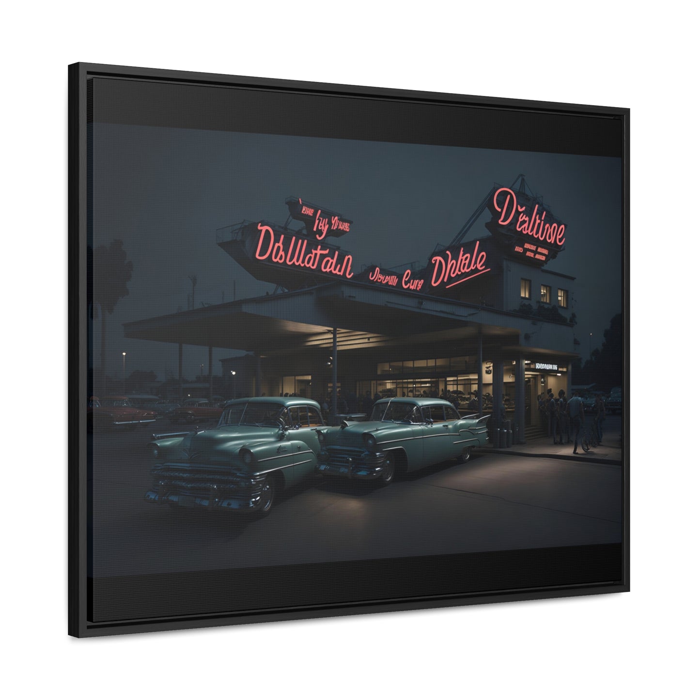 Drive-In Diner Dreams Nostalgic Dystopian Collection of Retro Wall Art Gallery Canvas Wraps Horizontal Frame v5/6