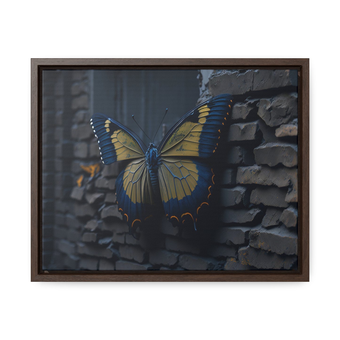 Dilapidated Butterfly Gallery Canvas art Wrap artwork depicting a fresh start at life in a barren wasteland