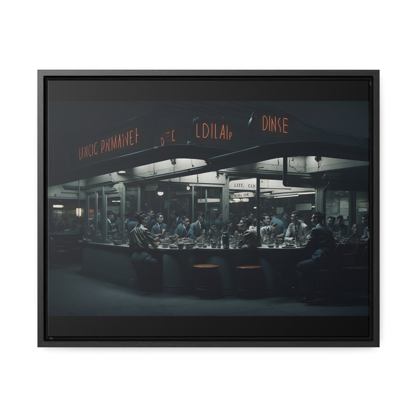 Drive-In Diner Dreams Nostalgic Dystopian Collection of Retro Wall Art Gallery Canvas Wraps Horizontal Frame v4/6