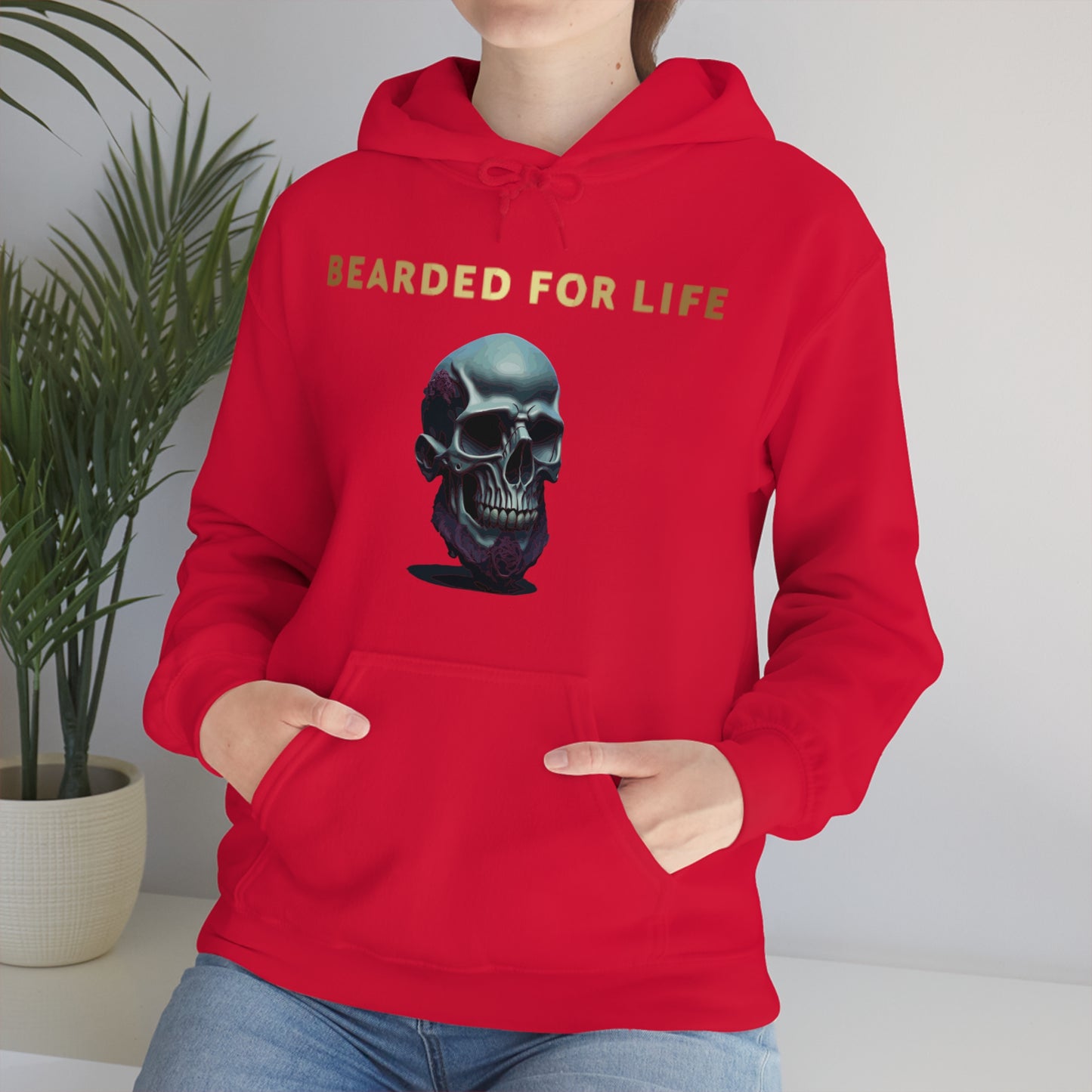 Bearded for life hoodie with a skull with a beard for the man that will have beard till he dies and is proud of his beard on fathers day v1