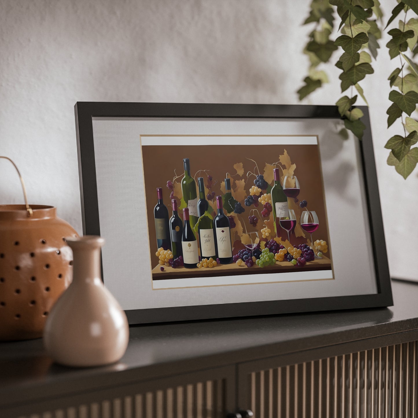 Wine framed art bar gift for mom black for the kitchen dining room poster v2