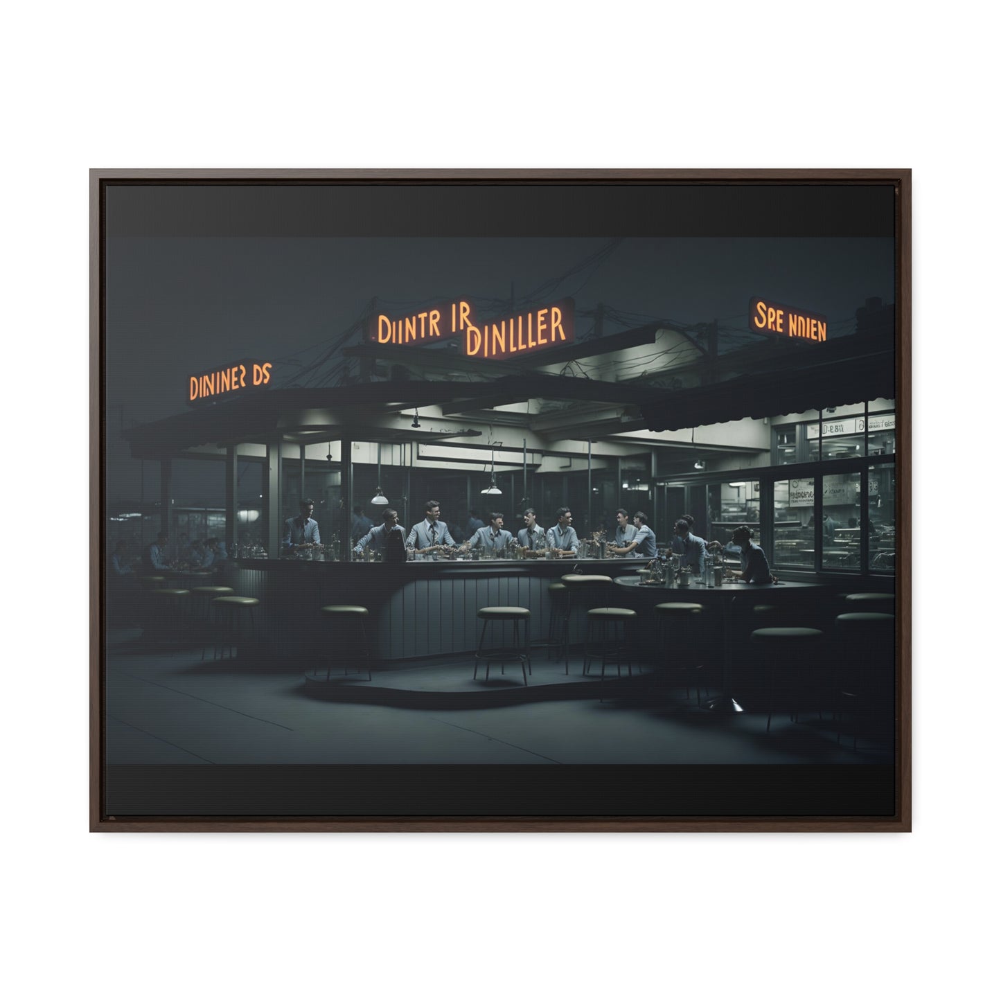 Drive-In Diner Dreams Nostalgic Dystopian Collection of Retro Wall Art Gallery Canvas Wraps Horizontal Frame v3/6