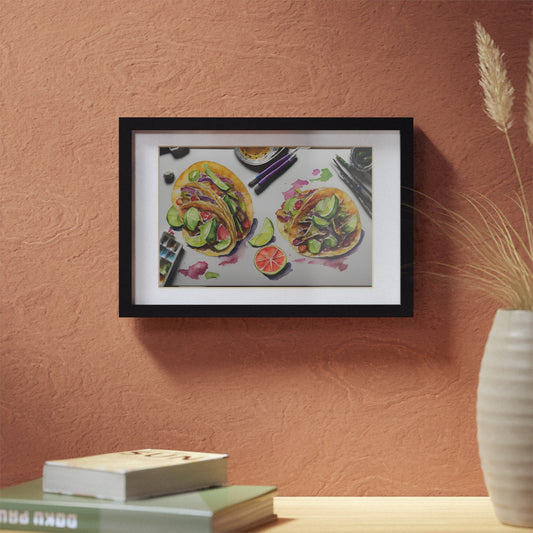 Tacos framed art bar gift for restaurant black frame kitchen dining poster v2