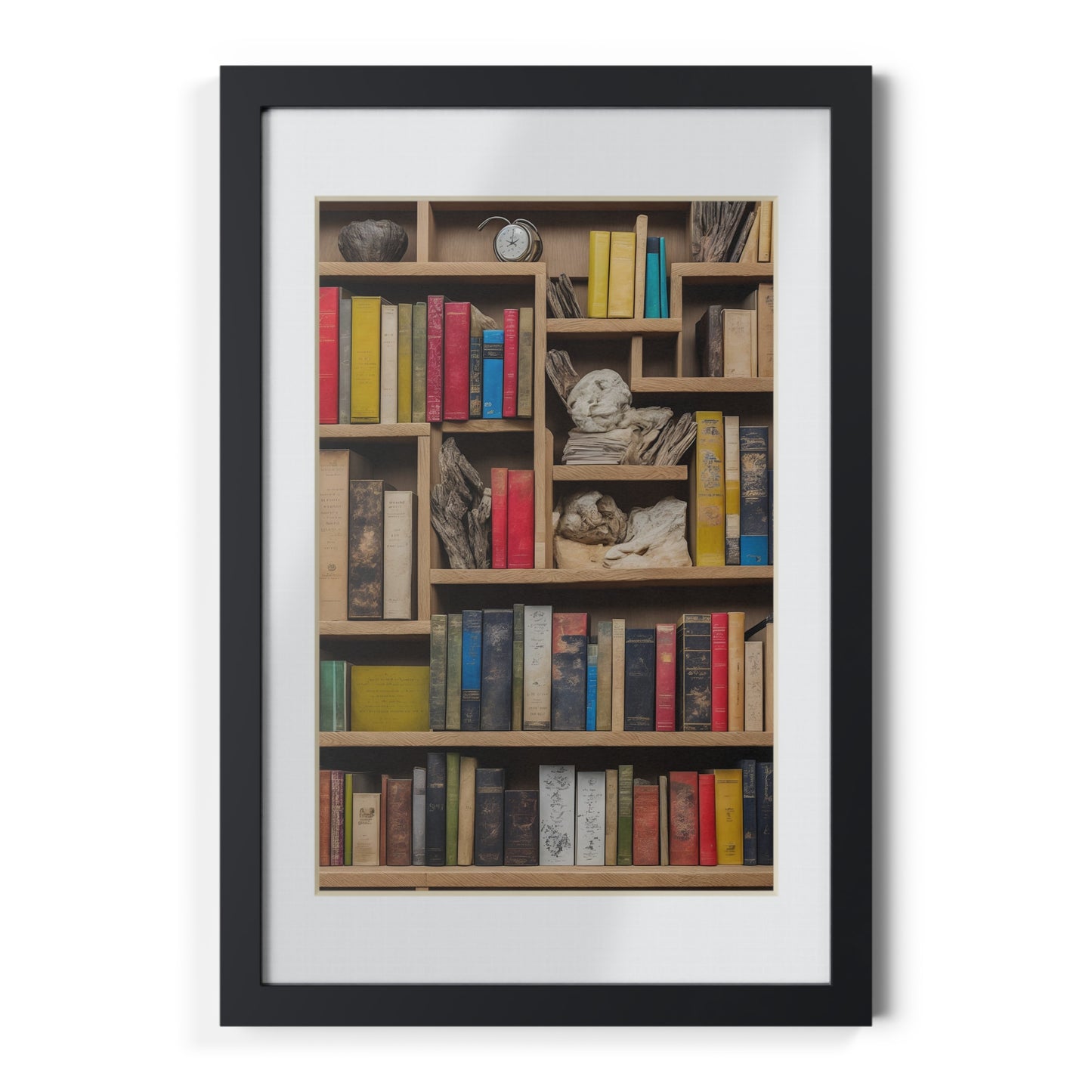 Library framed art library bookshelf studio study office poster teacher