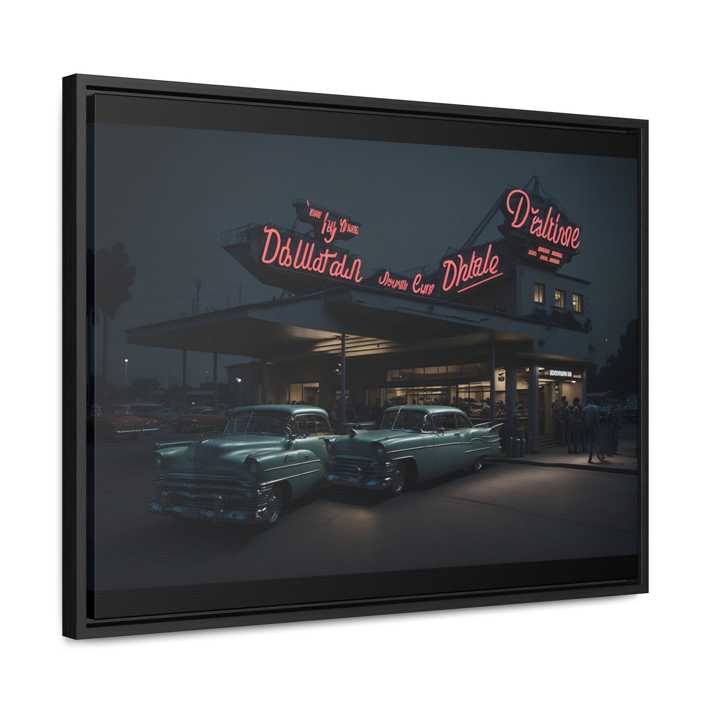 Drive-In Diner Dreams Nostalgic Dystopian Collection of Retro Wall Art Gallery Canvas Wraps Horizontal Frame v5/6