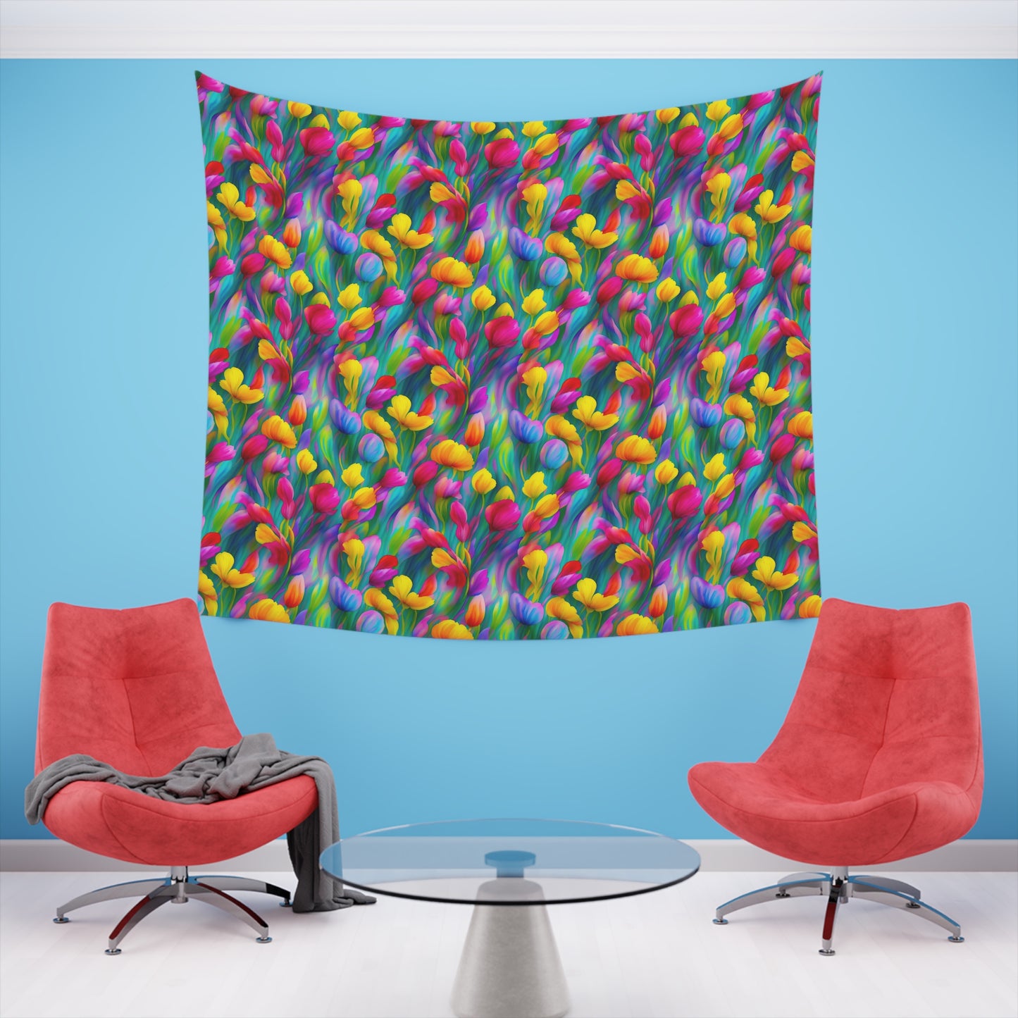 Rainbow Flower Tapestry for the wall for pride and celebrating inclusiveness lgbtq ally wall art gay wall art up to 100 inches show pride v3