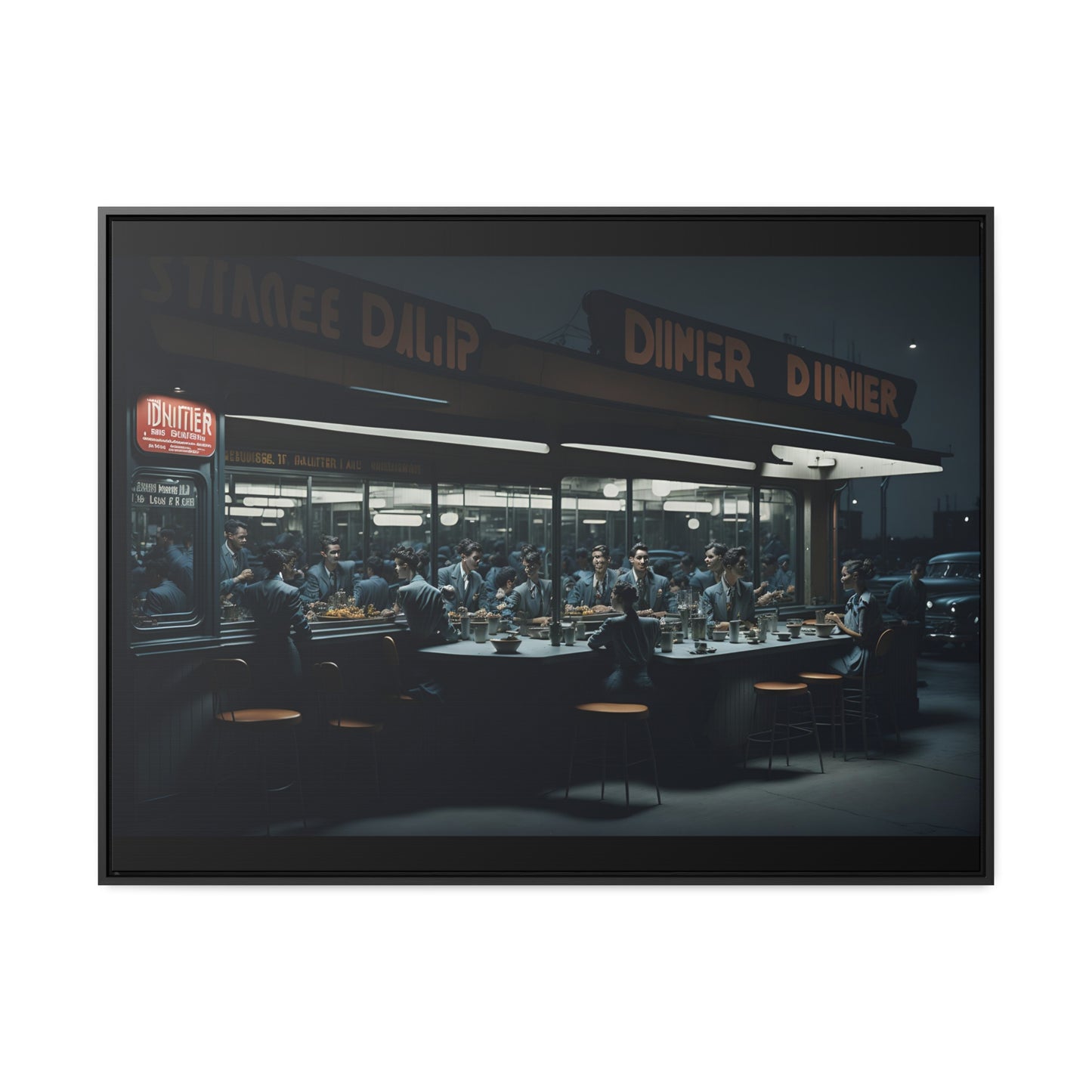 Drive-In Diner Dreams Nostalgic Dystopian Collection of Retro Wall Art Gallery Canvas Wraps Horizontal Frame v2/6