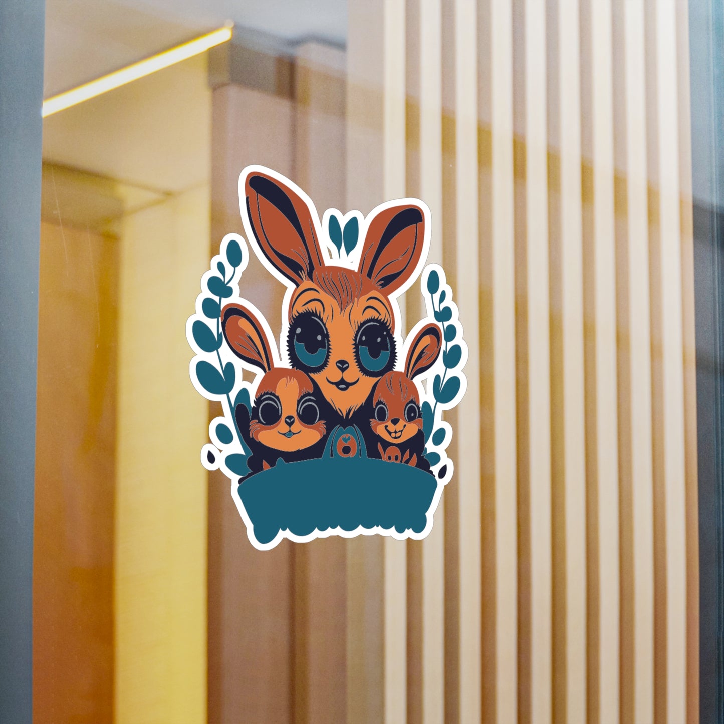 Mother and baby bunnies Vinyl Decal to liven up the playroom with  vinyl cartoon animals with satin finish removable and restick decal