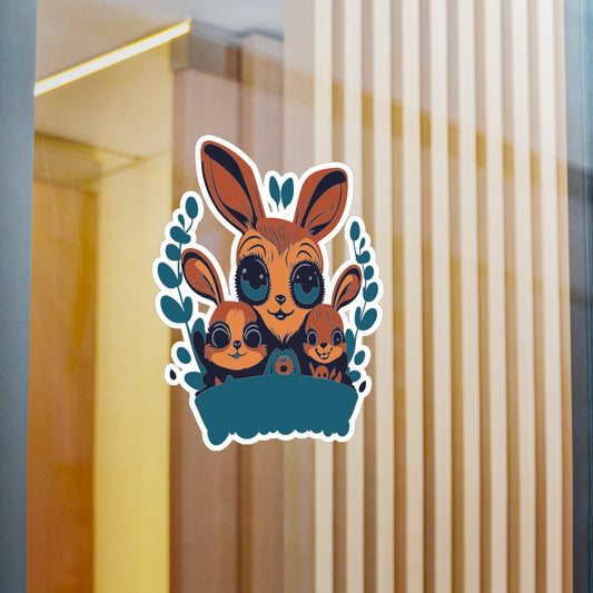 Mother and baby bunnies Vinyl Decal to liven up the playroom with  vinyl cartoon animals with satin finish removable and restick decal